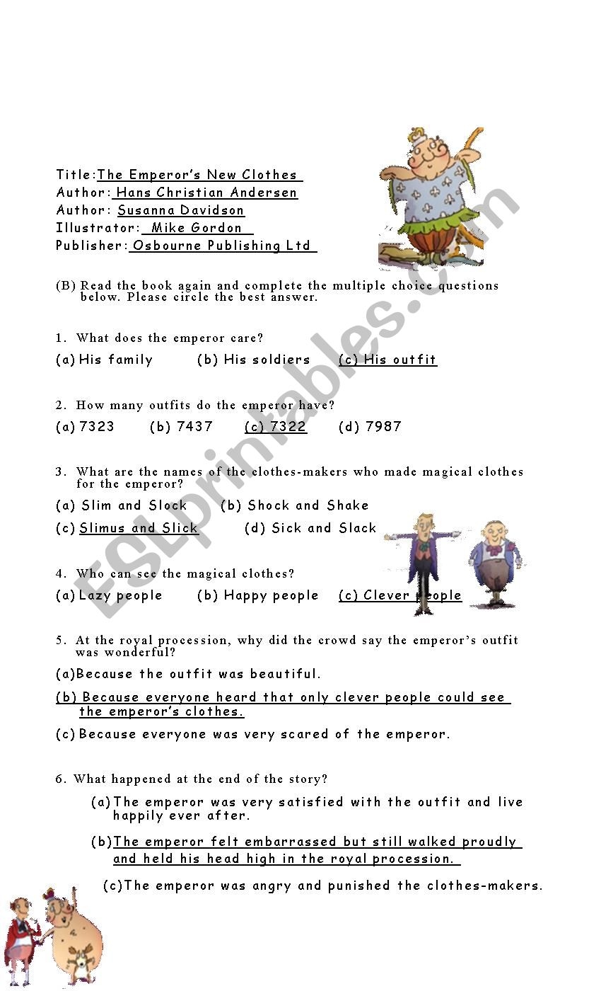 The Emperor s New Clothes ESL Worksheet By Superbb26