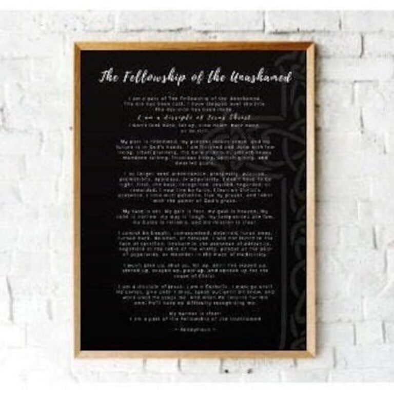 The Fellowship Of The Unashamed Bible Based Printable For Framing Evangelical Wall Art Prayer Black And White Etsy