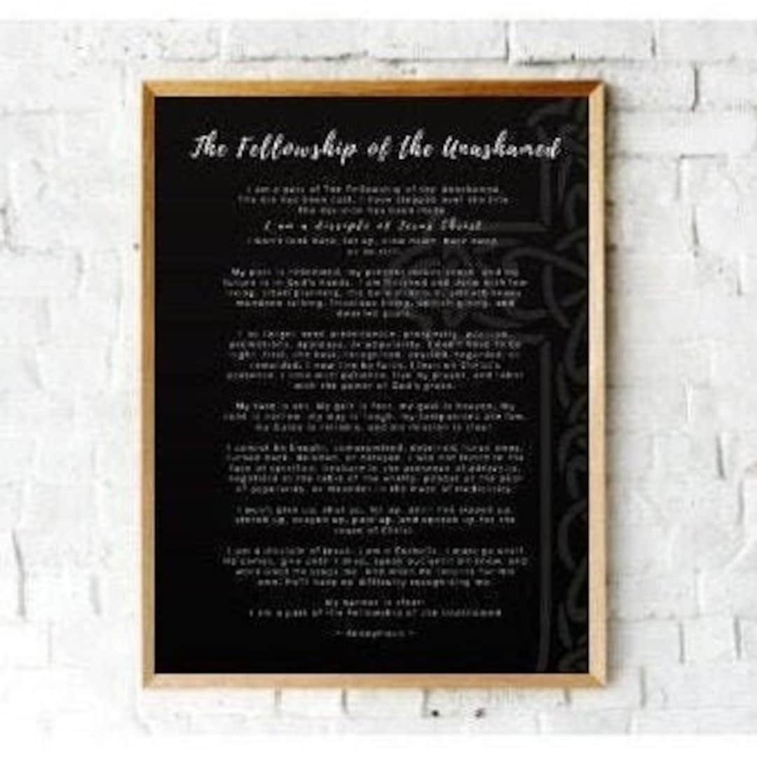 The Fellowship Of The Unashamed Bible Based Printable For Framing Evangelical Wall Art Prayer Black And White Etsy
