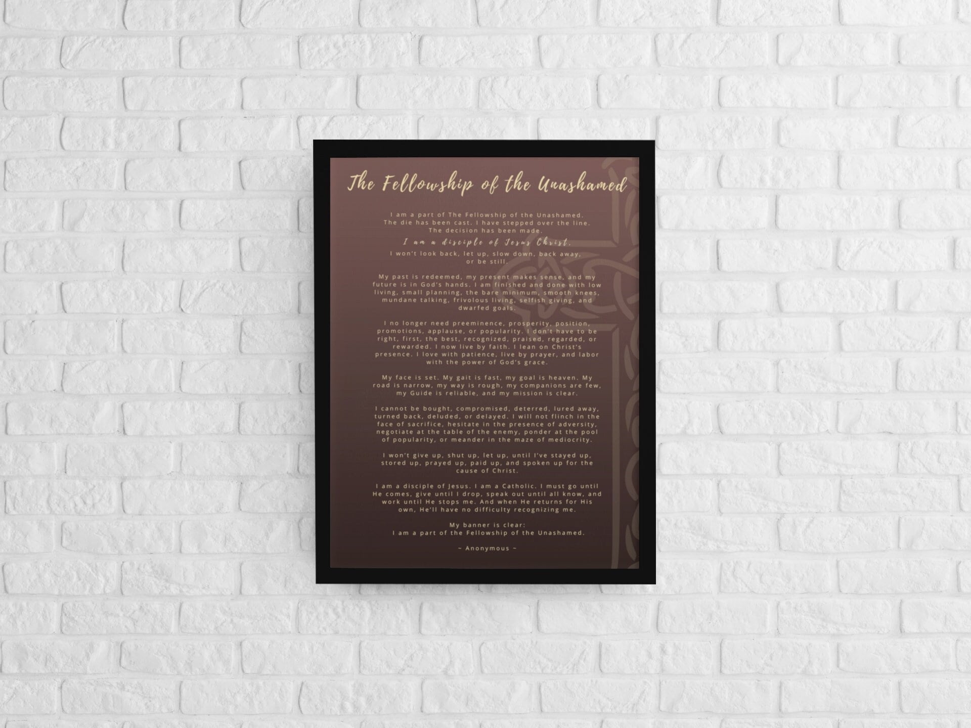 The Fellowship Of The Unashamed Bible Based Printable For Framing 