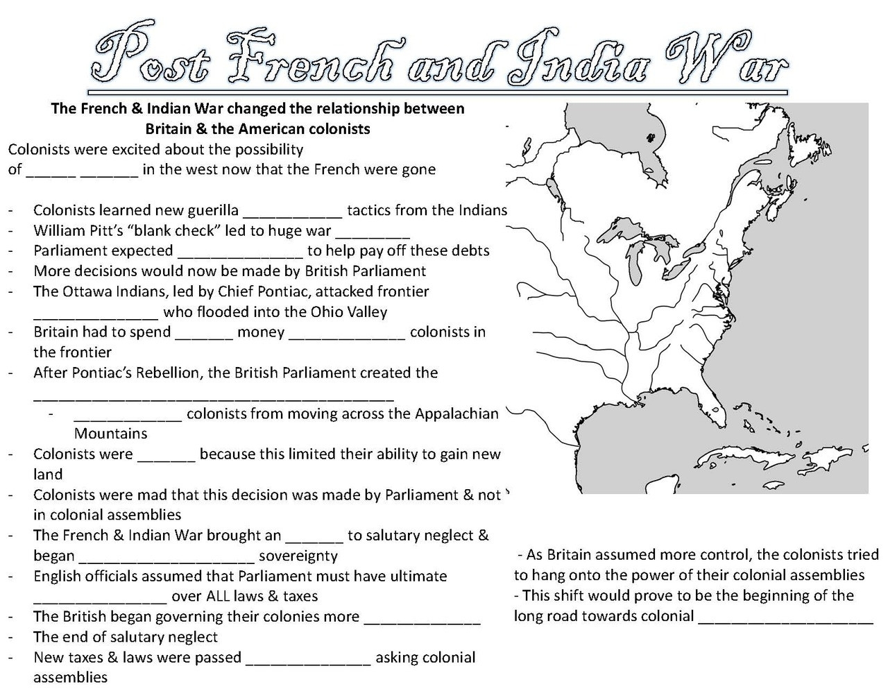 The French And Indian War Worksheets Worksheets Library