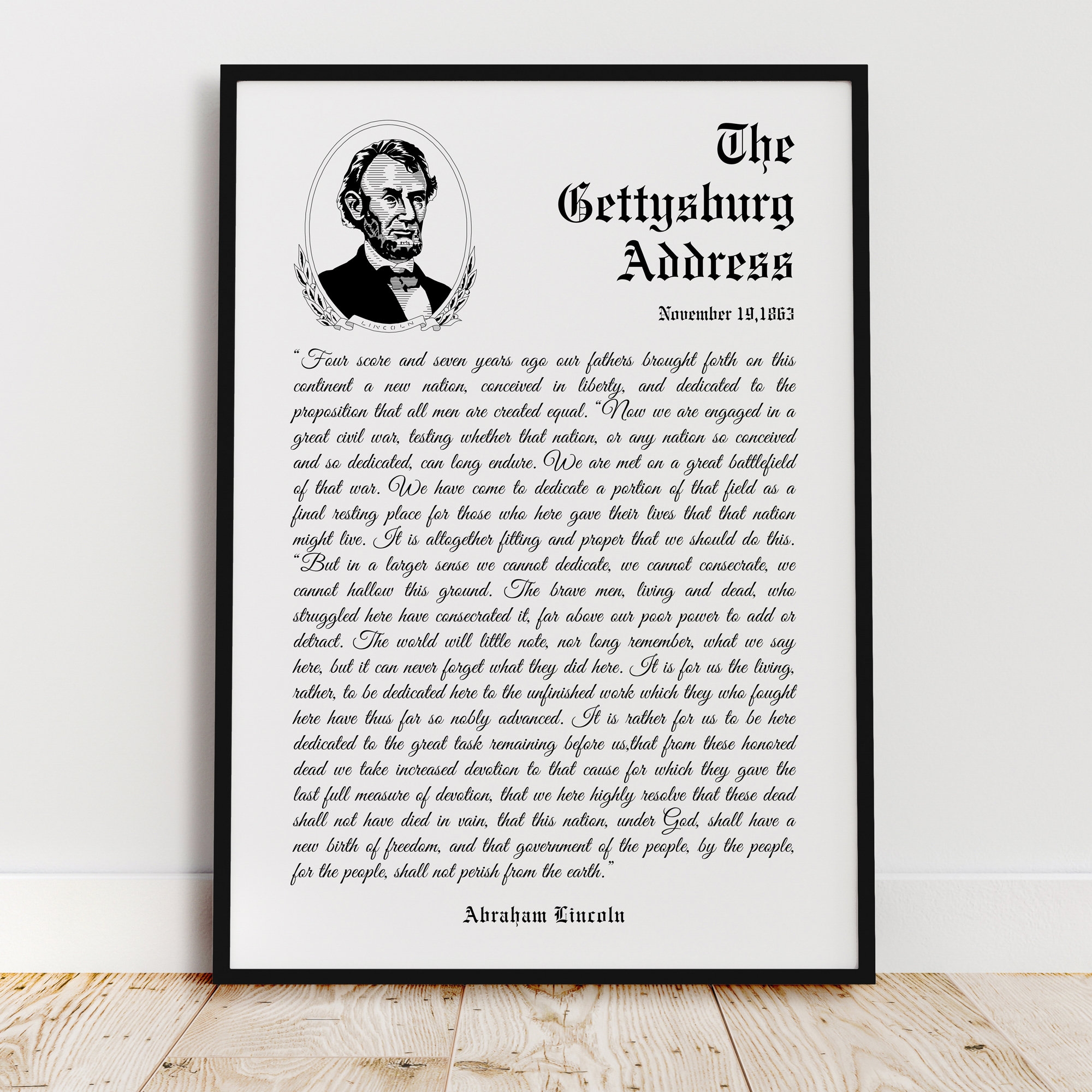 The Gettysburg Address Abraham Lincoln USA Patriotic Military 
