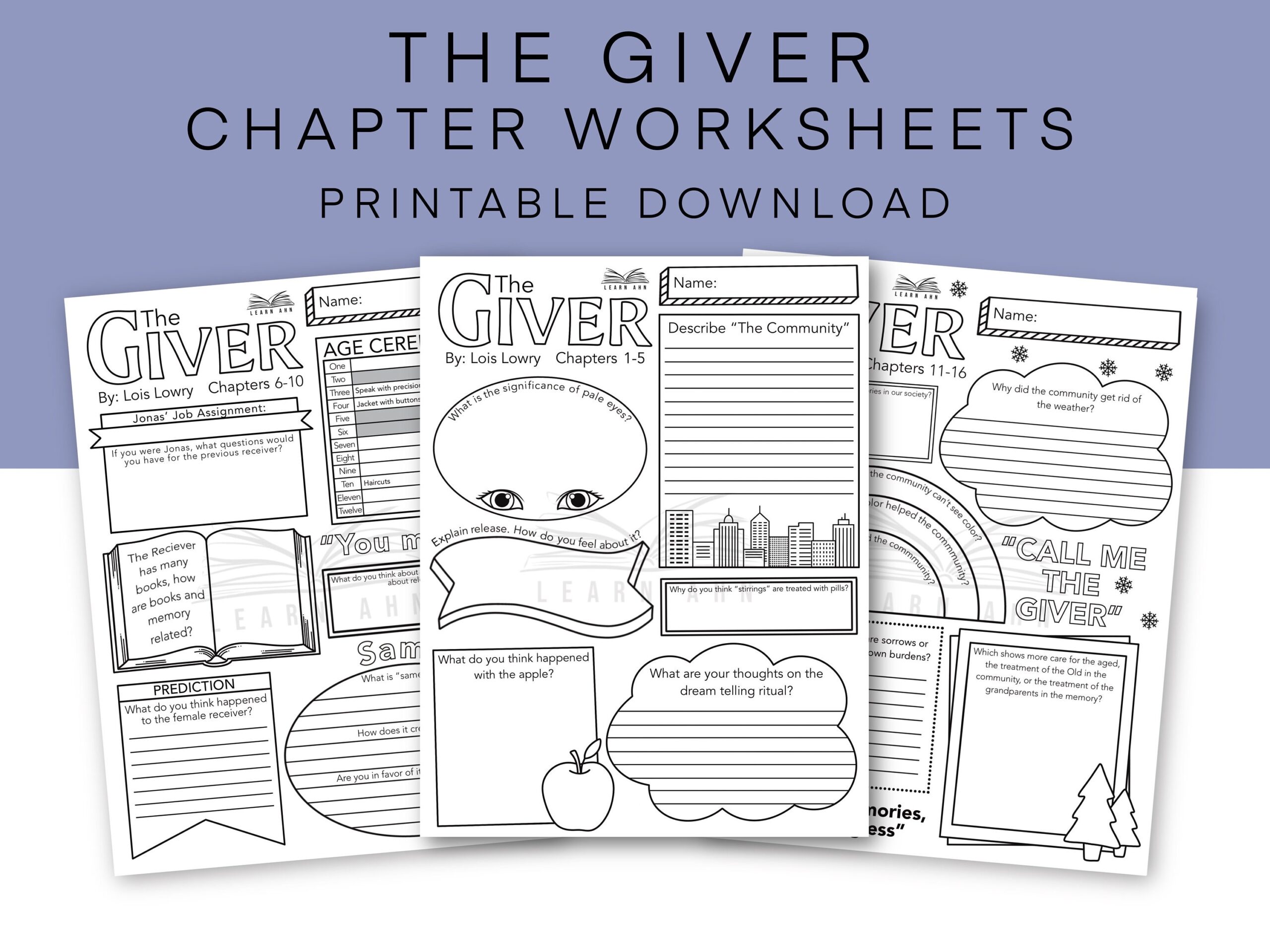 The Giver Novel Study Chapter Worksheets Chapter Coloring Page 