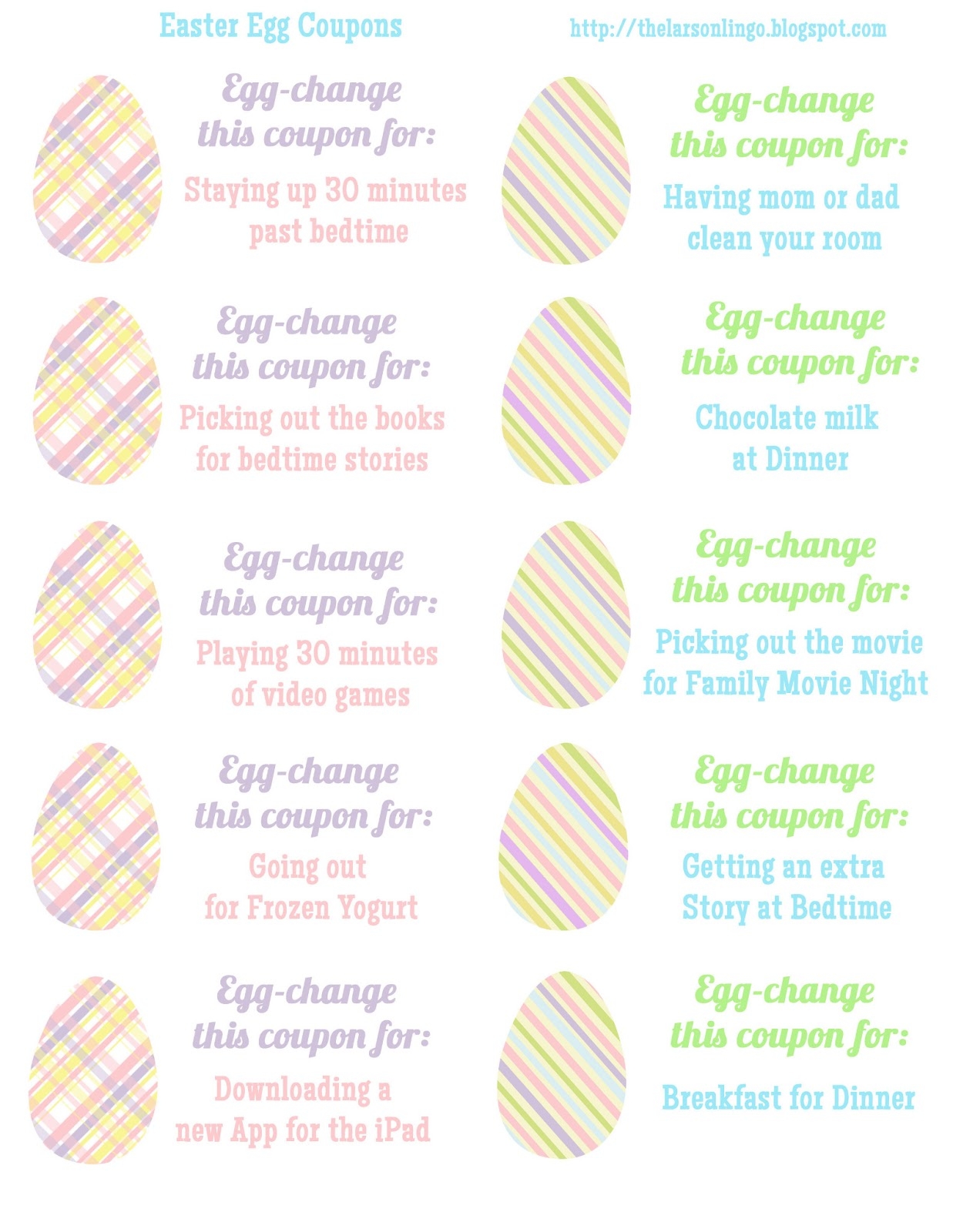 The Larson Lingo Easter Egg Coupons Free Printable 