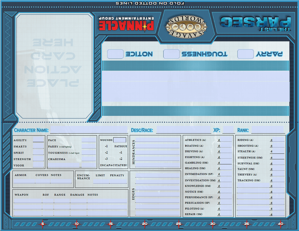 The Last Parsec Table Tent Character Sheet PDF Pinnacle Entertainment Group
