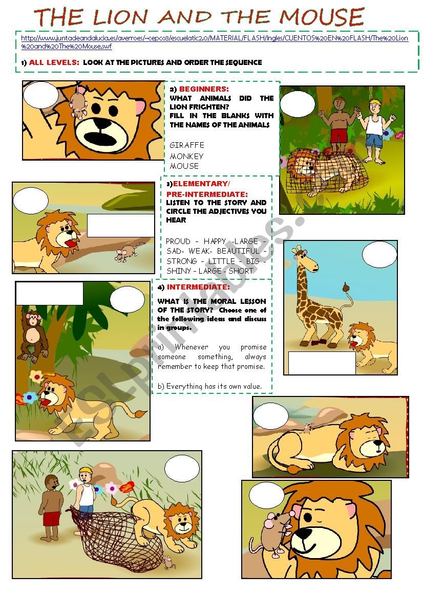 The Lion And The Mouse new Version And Fully Editable ESL 