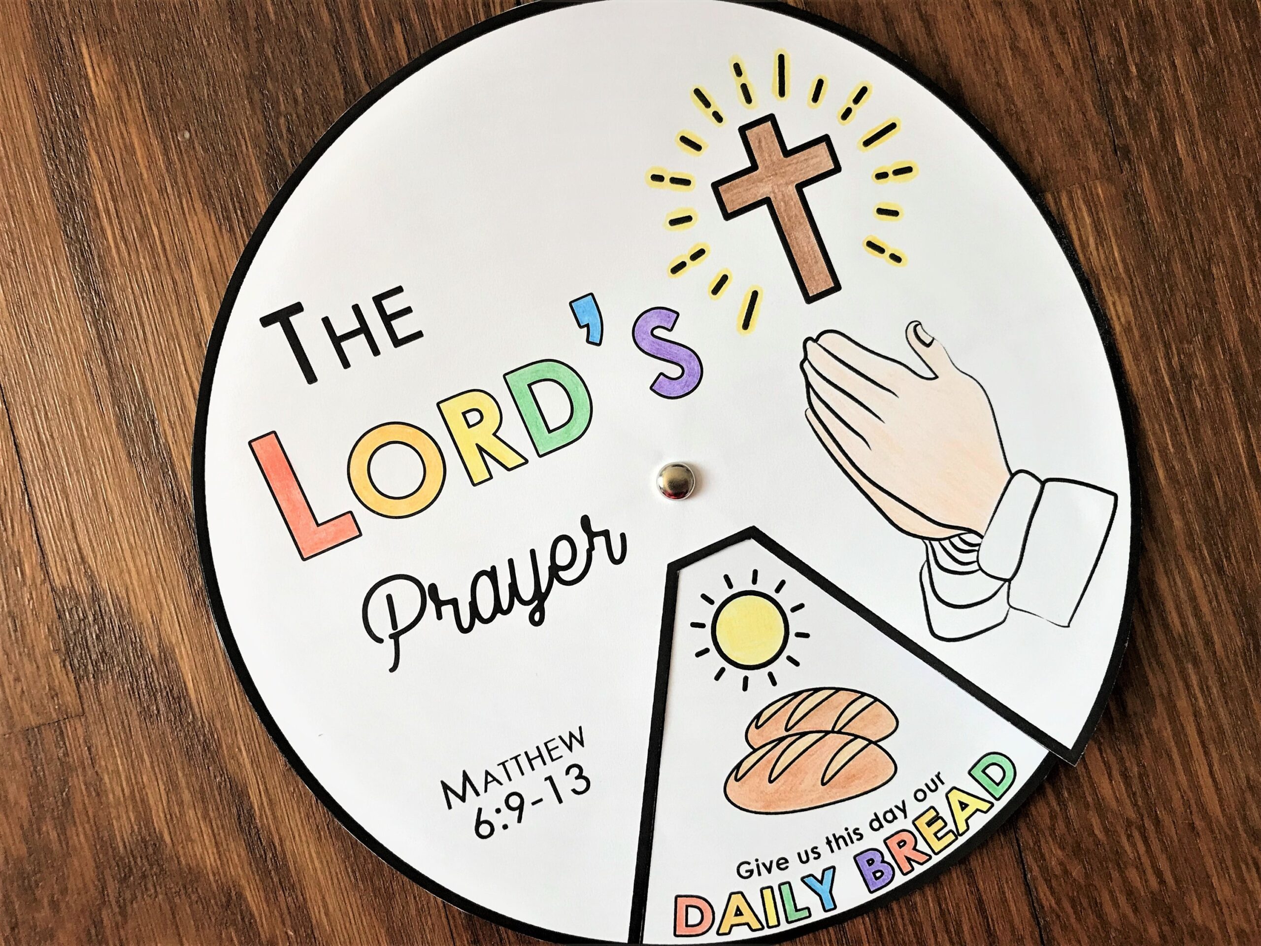 The Lord s Prayer Coloring Wheel Printable Bible Activity Watercolor Kids Bible Lesson Memory Game Sunday School Etsy UK
