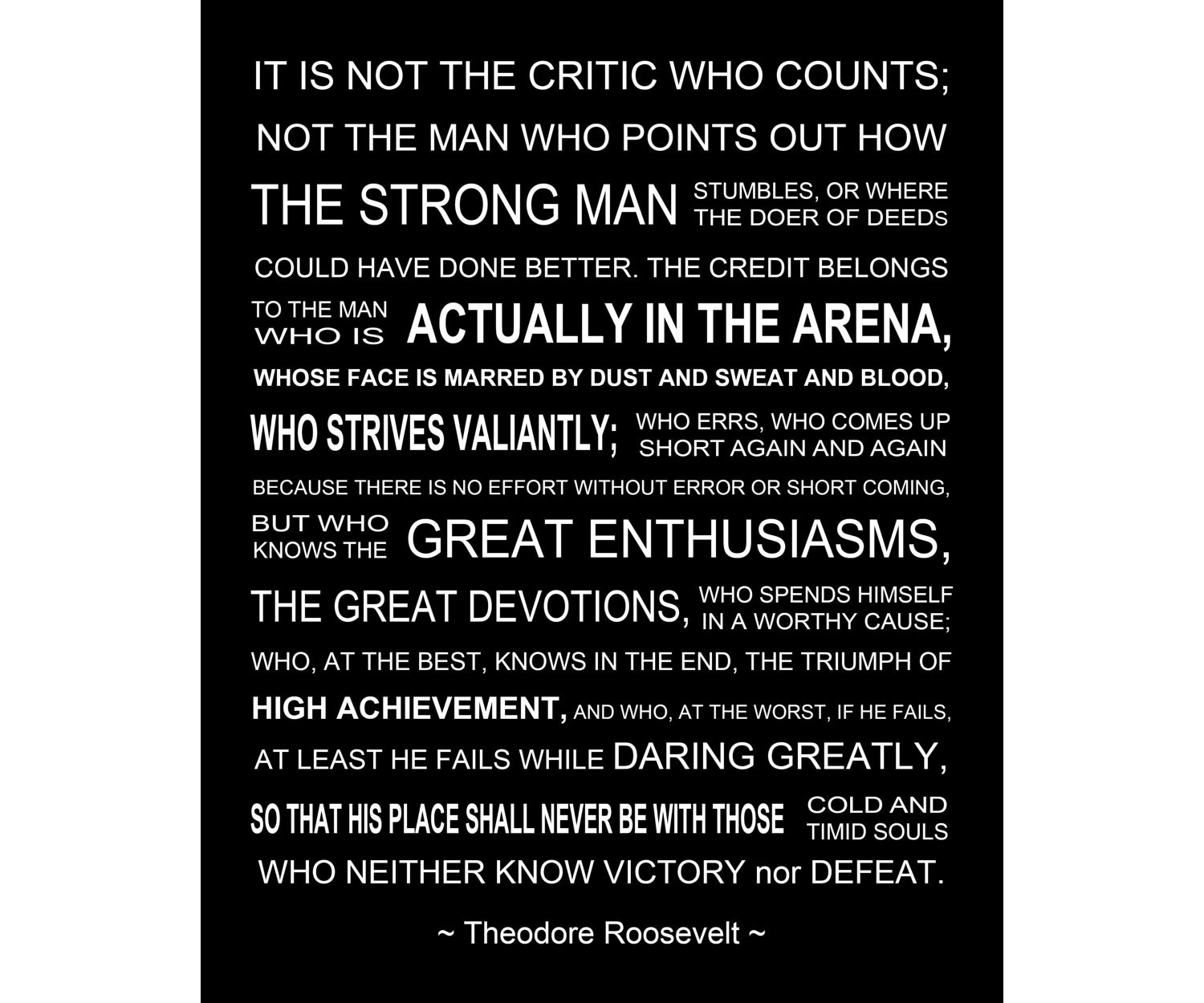 The Man In The Arena Theodore Roosevelt Speech Printable Art Instant Download