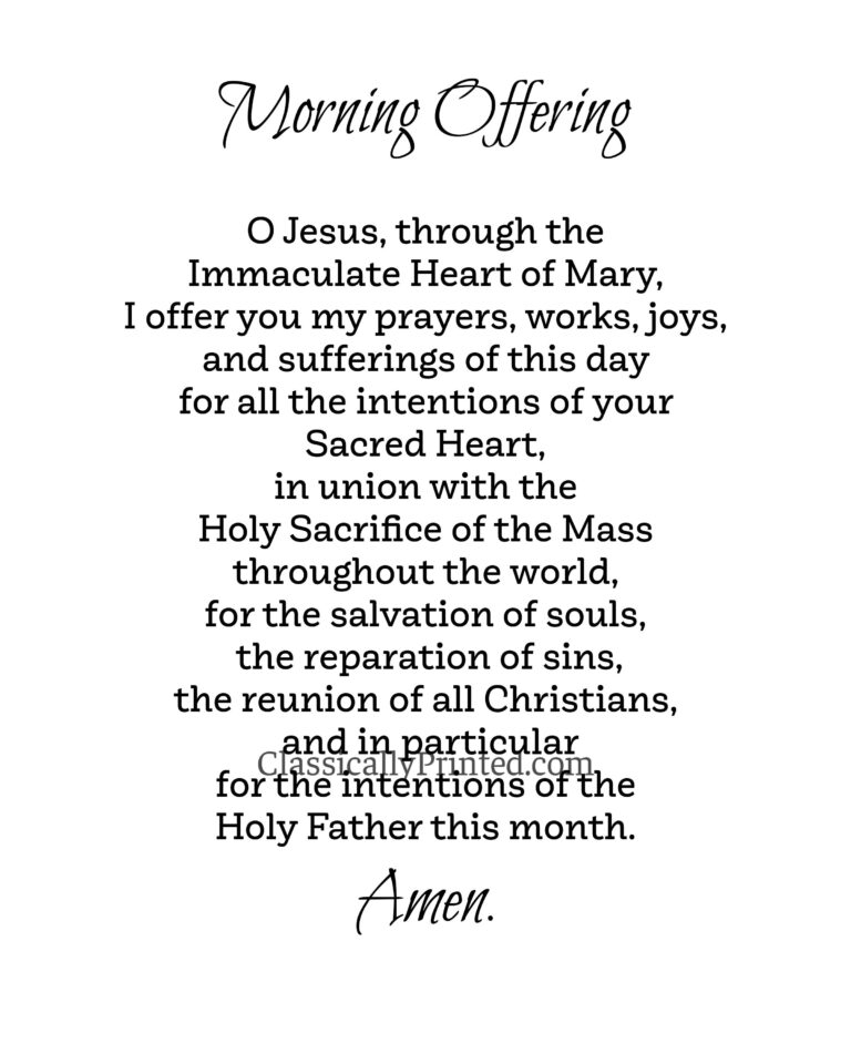 The Morning Offering Prayer Print Digital Catholic Instant Download Printable DIY Etsy