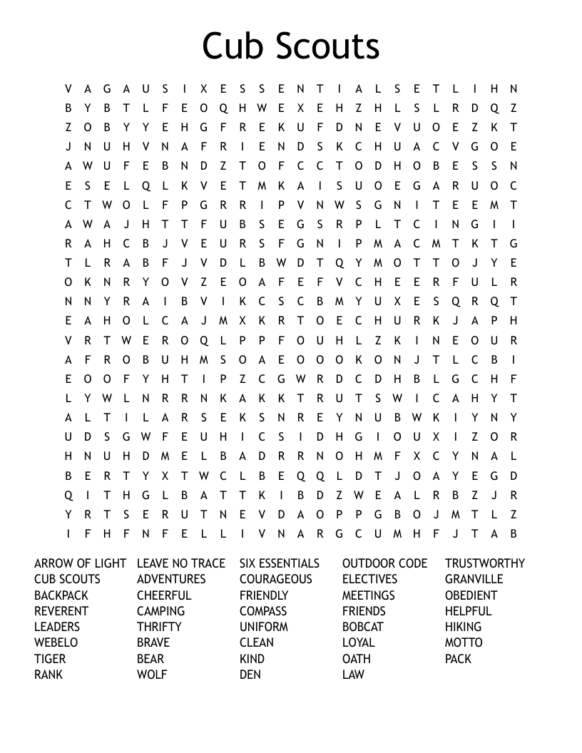 cub scout outdoor code printable