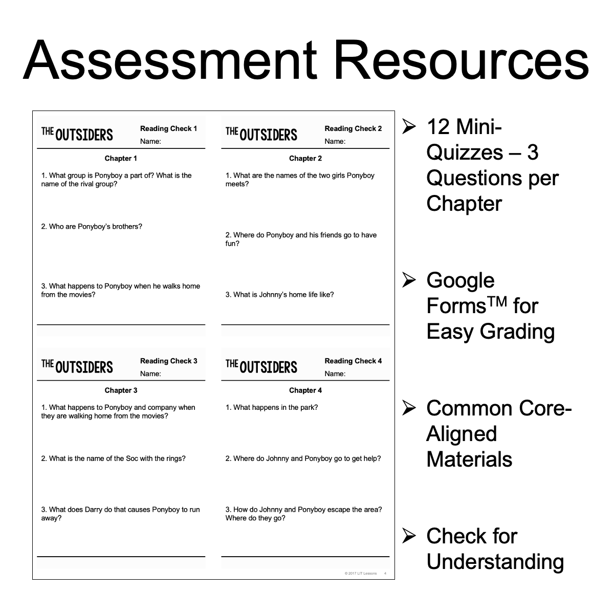 The Outsiders Assessments Quizzes Tests Check For Understanding