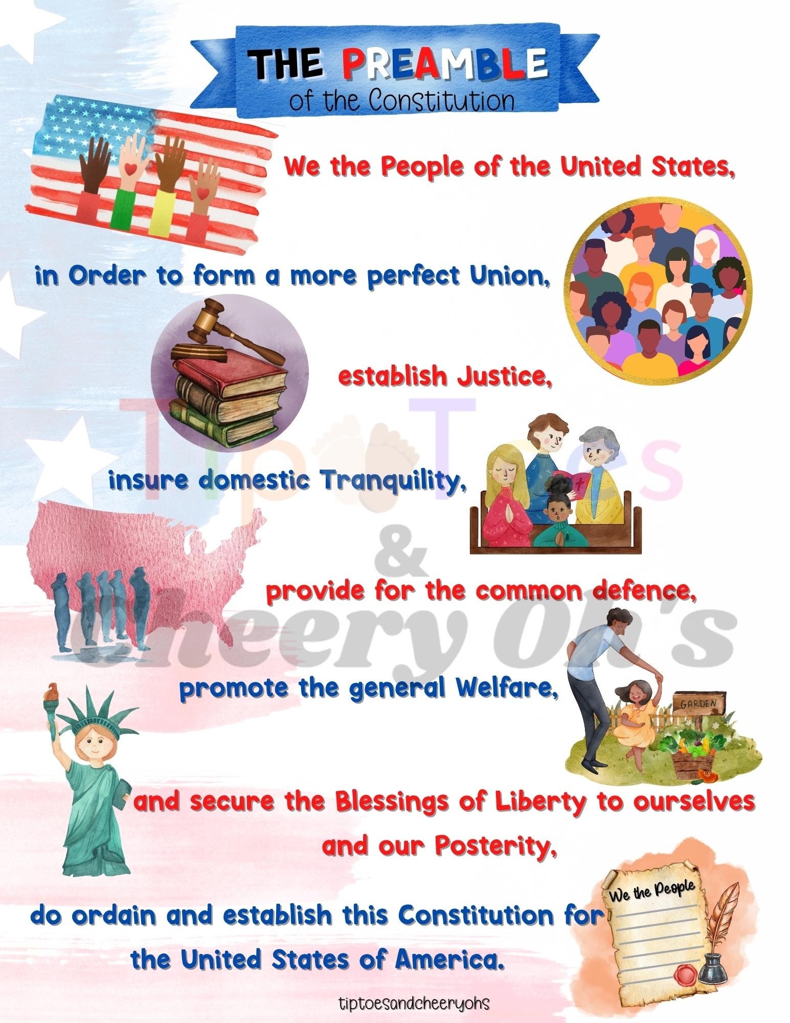 The Preamble For Kids Printable U S Constitution Preamble 