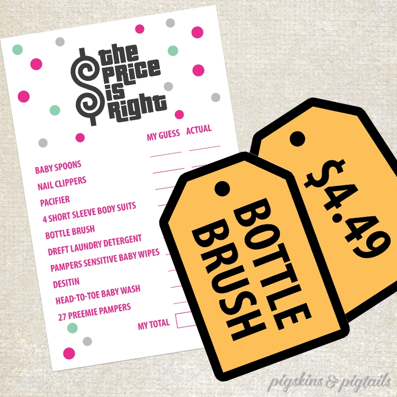 price is right baby shower printable