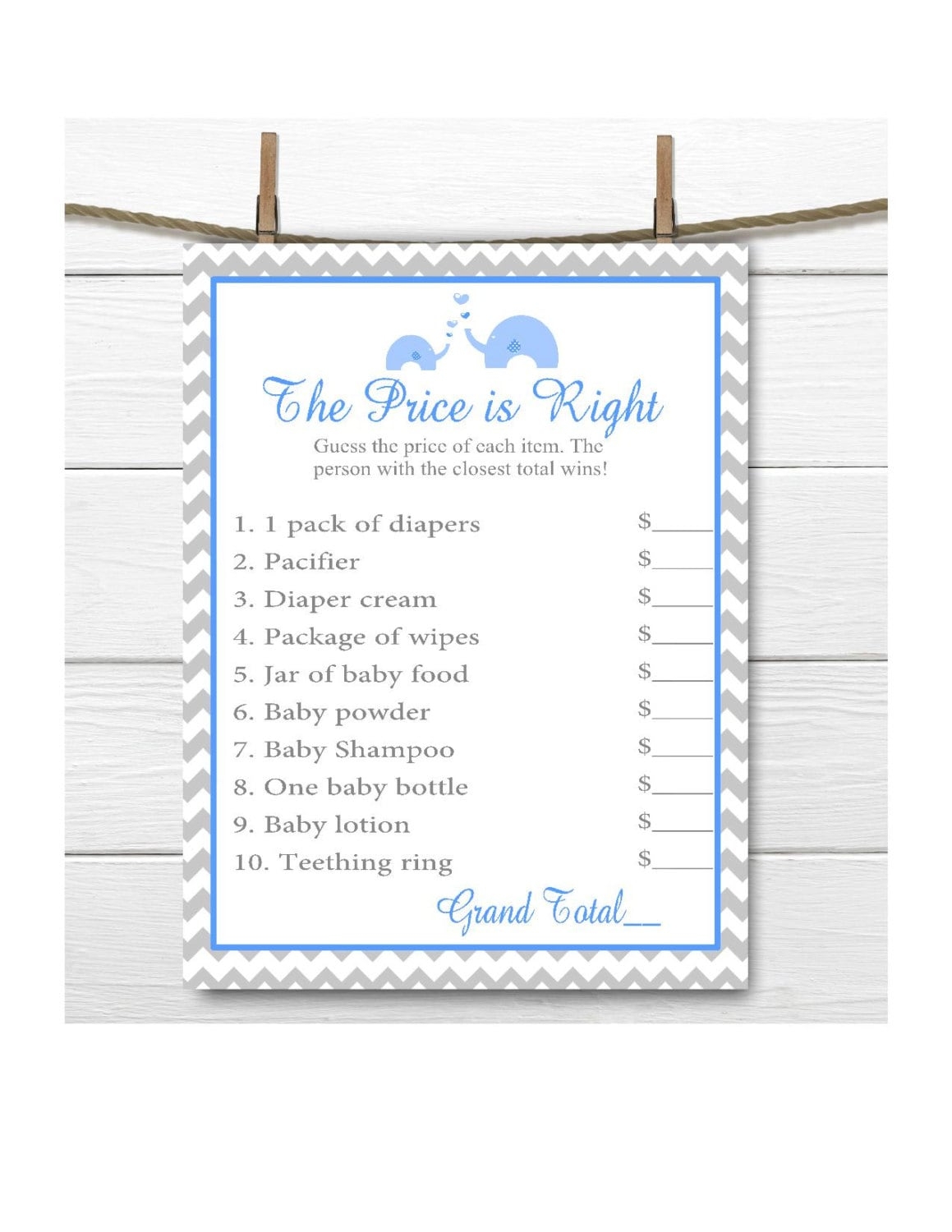 The Price Is Right Baby Shower Game Printable Boy Baby Shower 