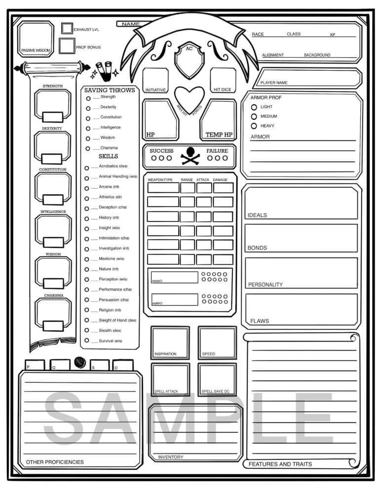 The Simple Character Sheet DND 5e Fillable PDF Etsy Australia