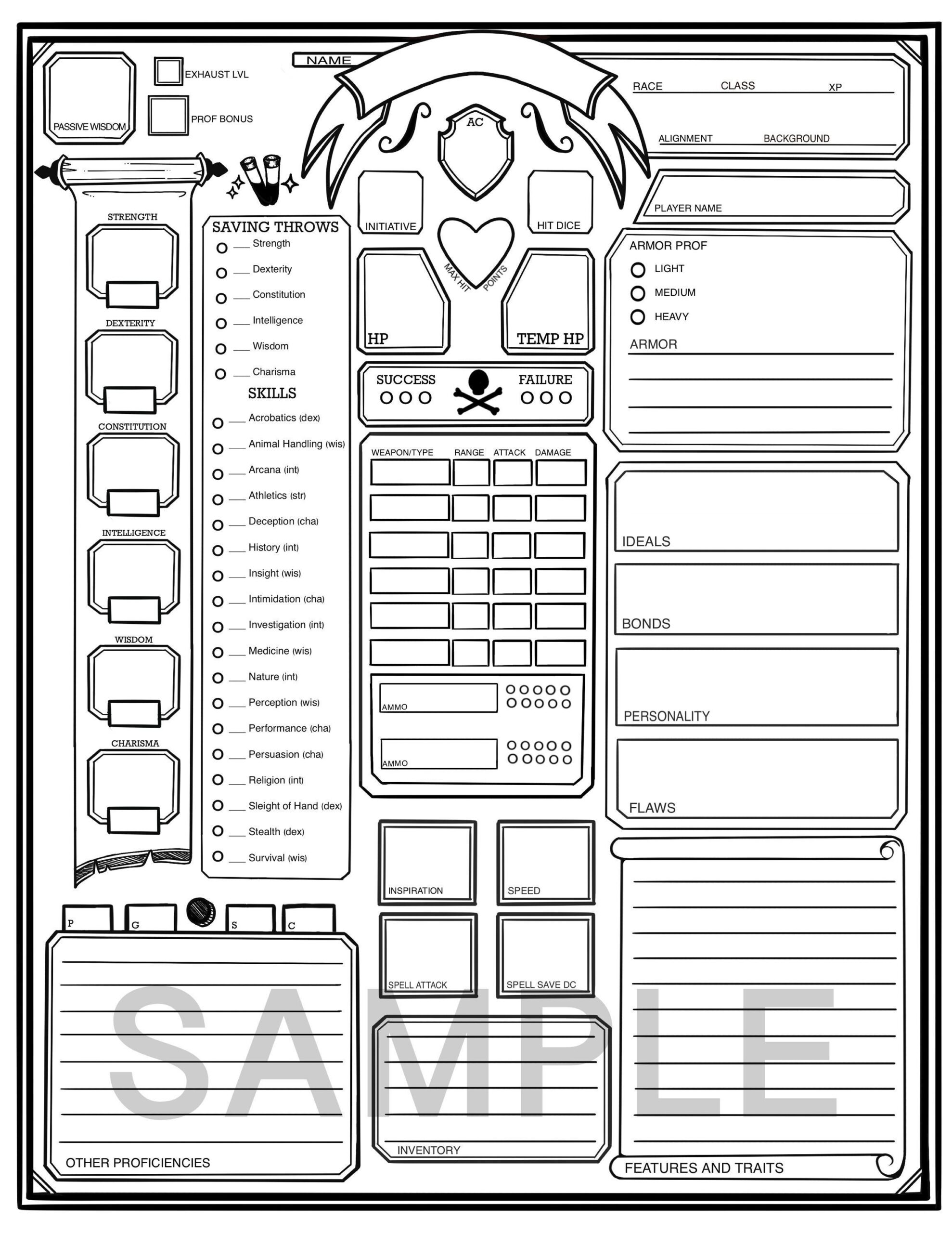 The Simple Character Sheet DND 5e Fillable PDF Etsy Australia