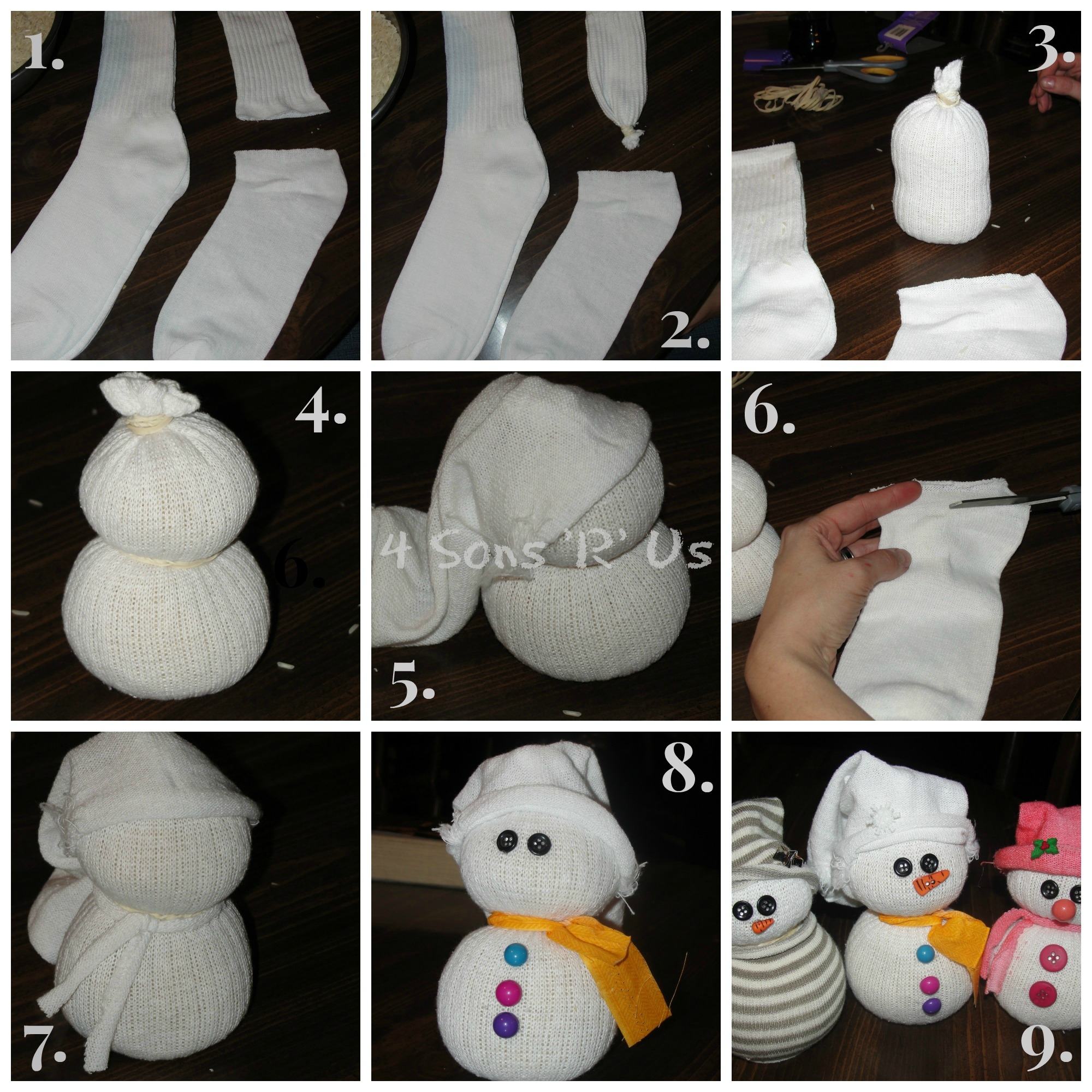 The Sock Snowman Tutorial 4 Sons R Us