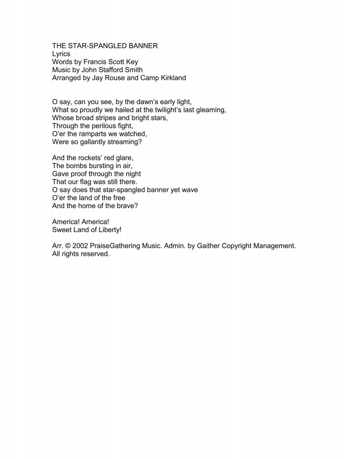 lyrics to star spangled banner printable lyrics to star spangled banner printable