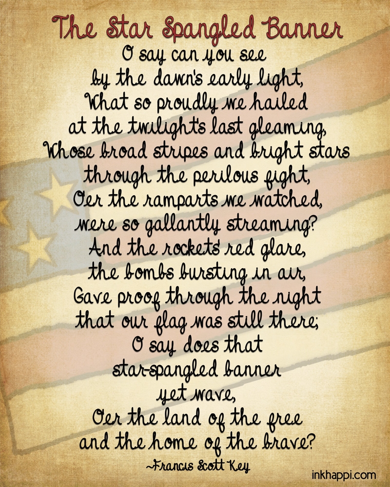 The Star Spangled Banner Some Facts And Printables Inkhappi The Star Spangled Banner Some Facts And Printables Inkhappi