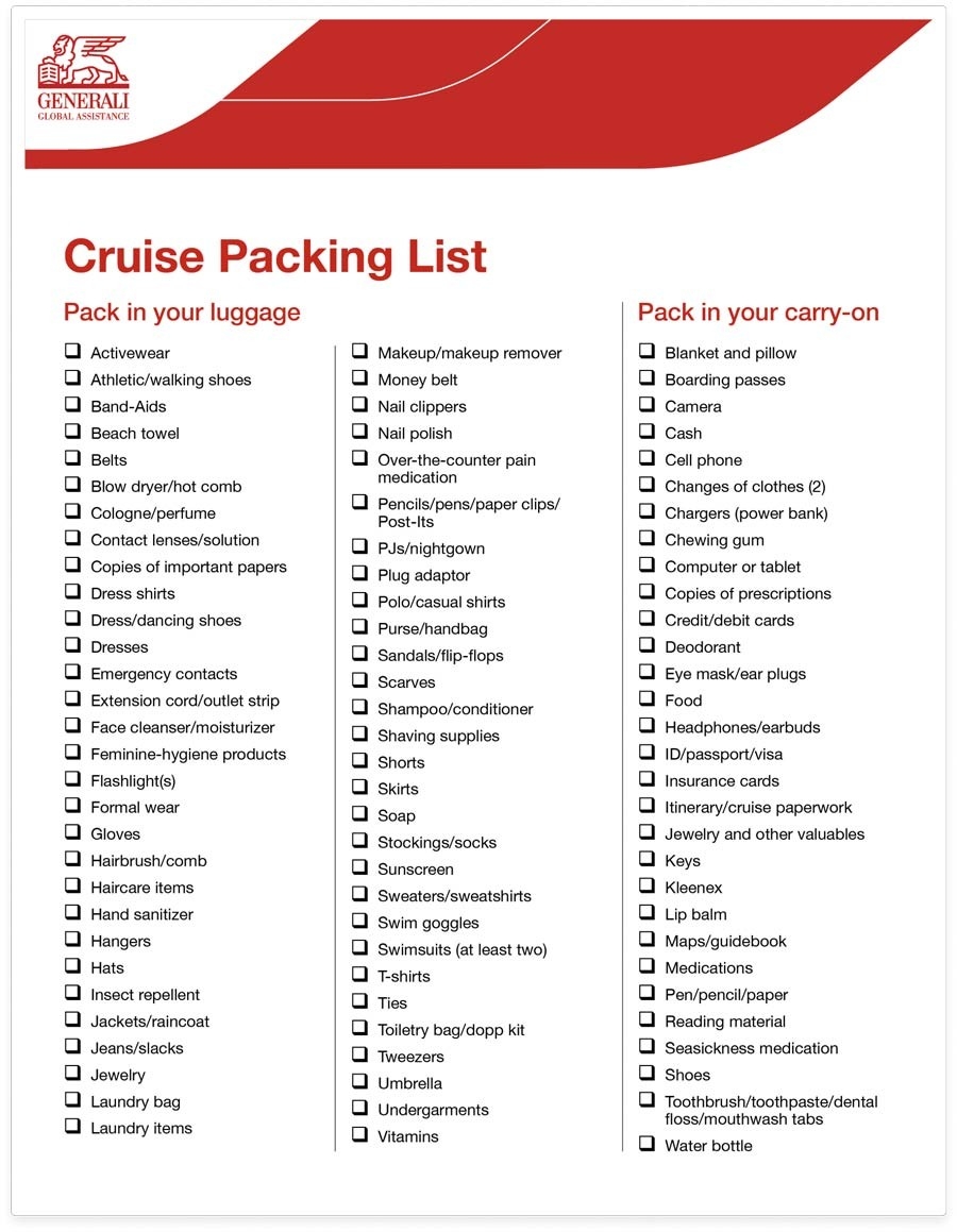 The Ultimate Cruise Packing Checklist Easy To Print Worksheets Library