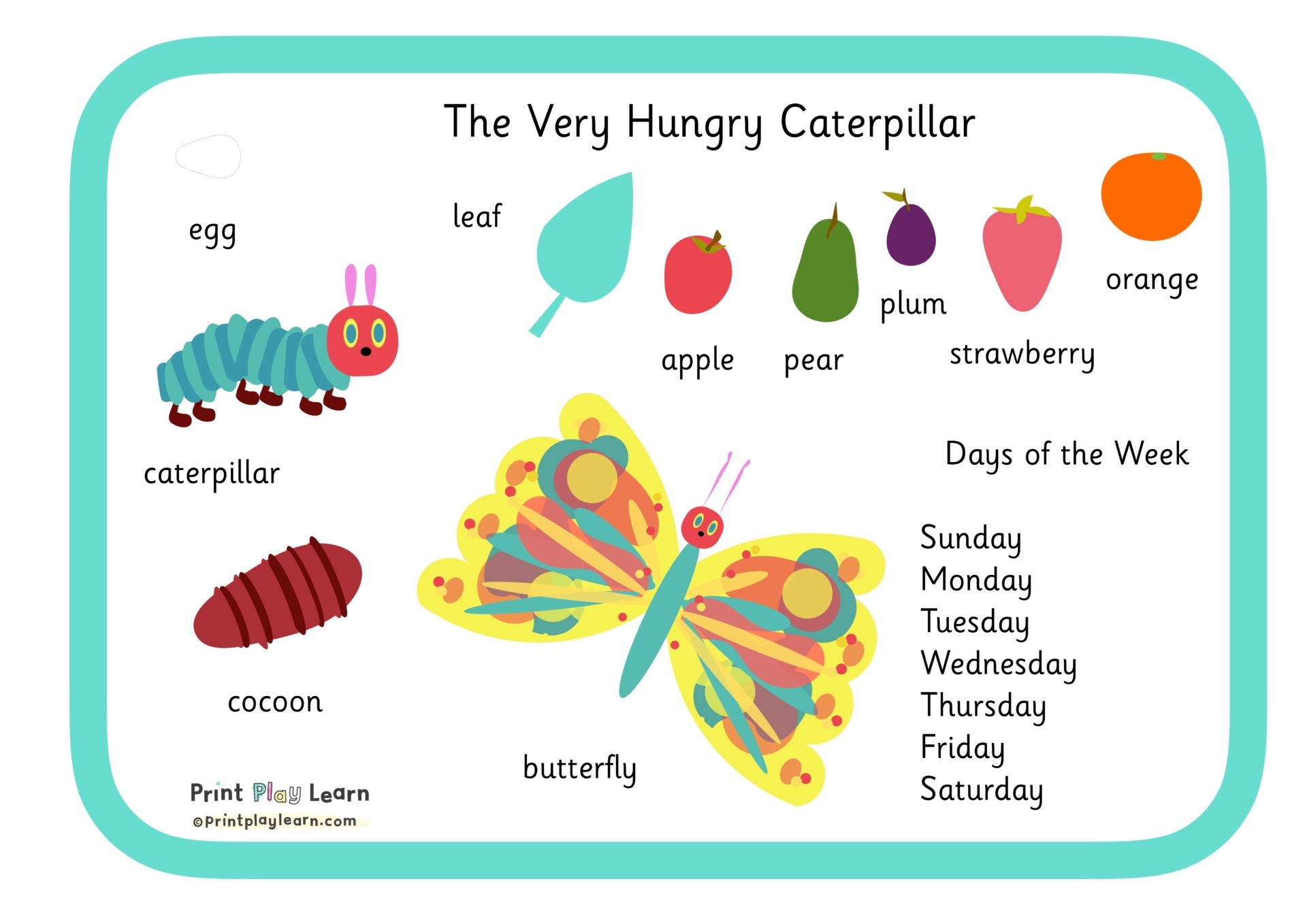 the very hungry caterpillar printable