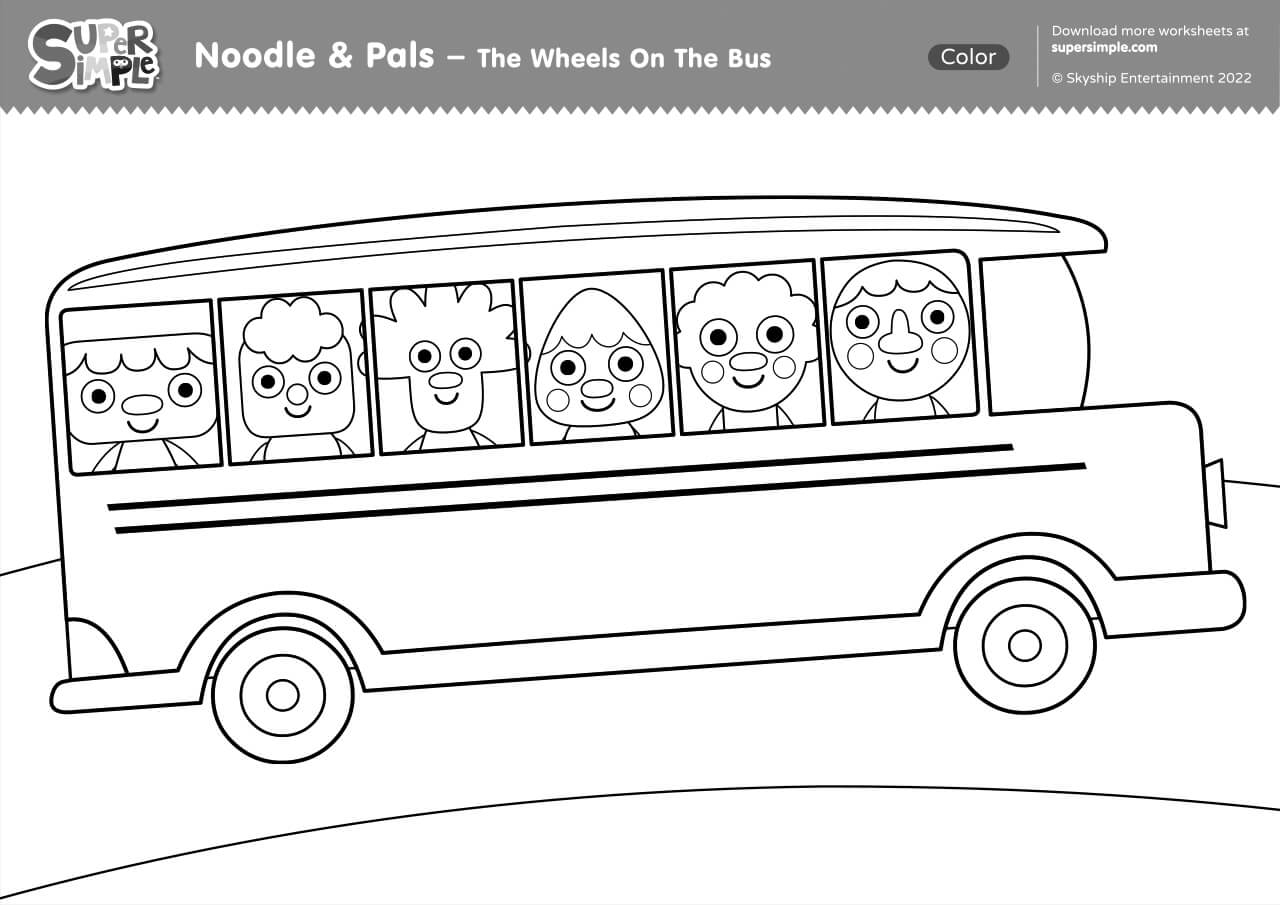 The Wheels On The Bus Noodle U0026 Pals Version Coloring Page 