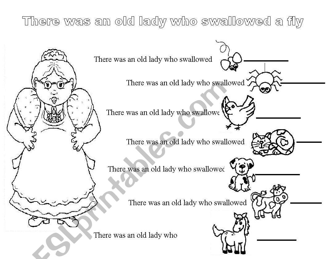 There Was An Old Lady Who Swallowed A Fly ESL Worksheet By Anamcb Worksheets Library
