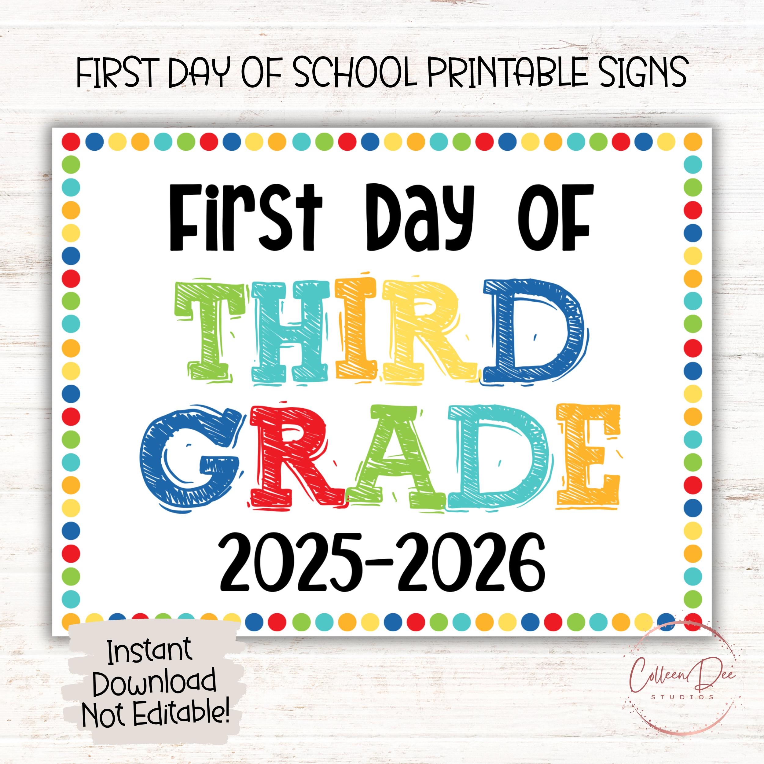 THIRD GRADE 2025 26 SIGN 1st Day Of Third Grade Sign Start Of 