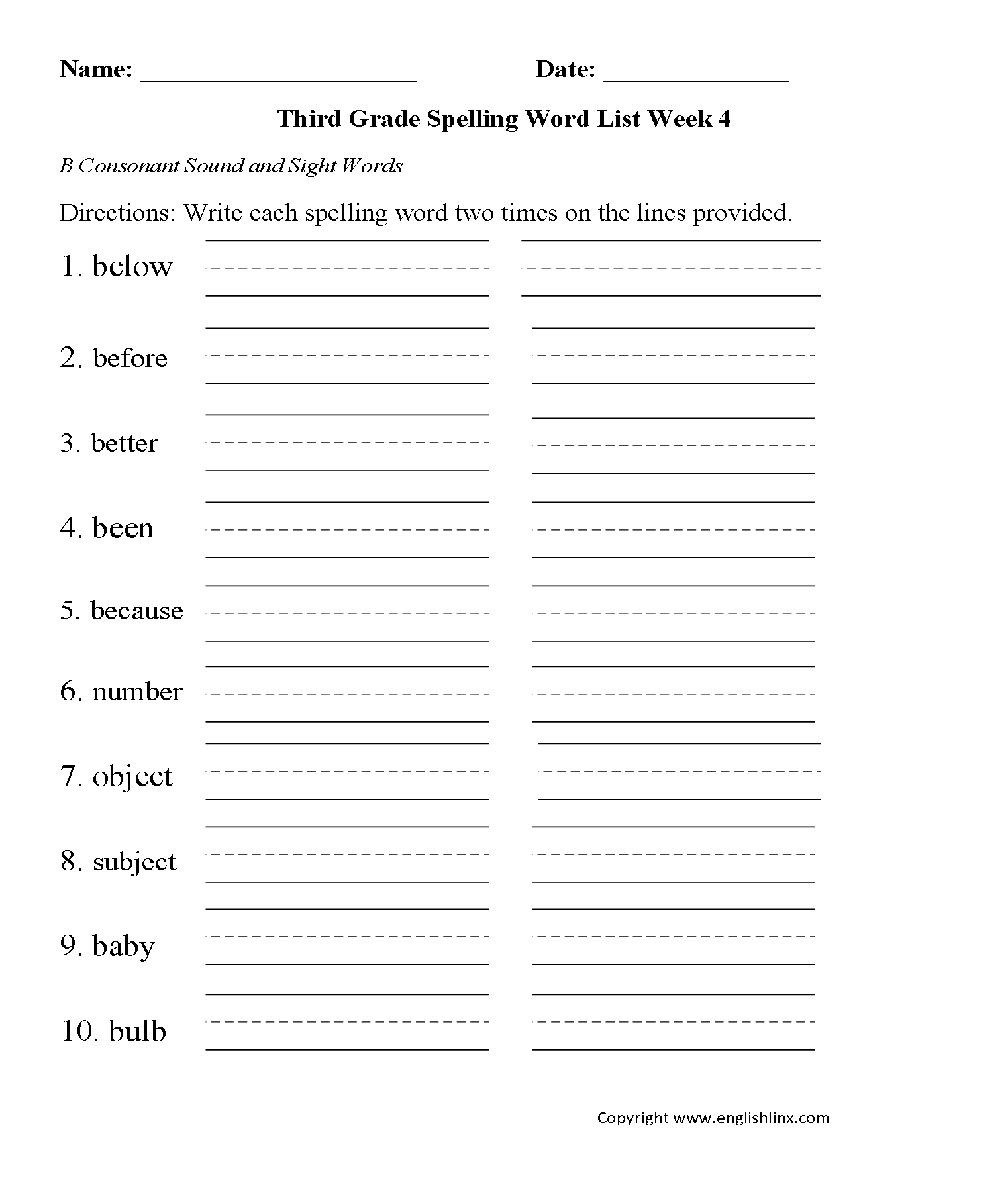 Third Grade Spelling Worksheets Printable Word Lists U0026 Practice Third Grade Spelling Worksheets Printable Word Lists U0026 Practice