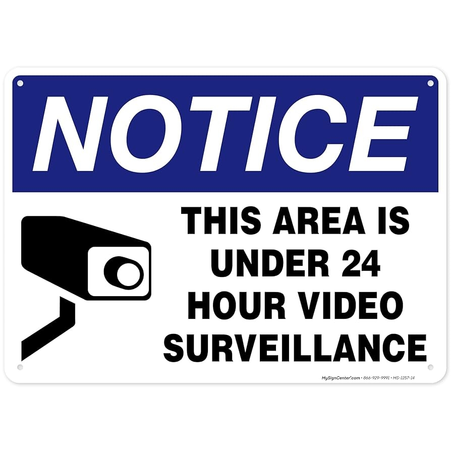 This Area Is Under 24 Hour Video Surveillance Sign 10x14 Inches Rust Free 040 Aluminum Fade Resistant Made In USA By My Sign Center Amazon sg 