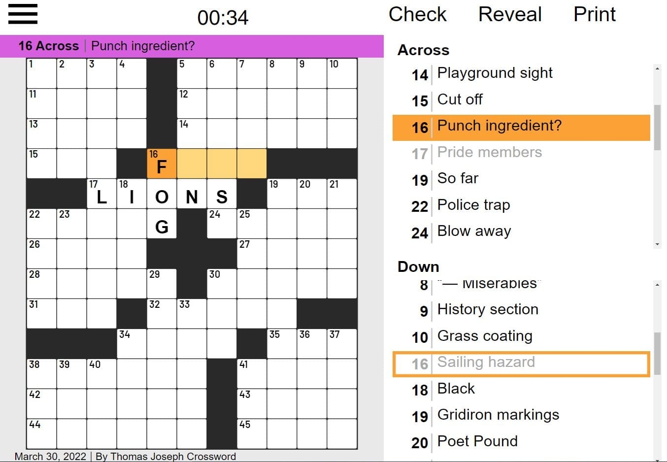 Thomas Joseph Crossword Instantly Play Thomas Joseph Crossword 