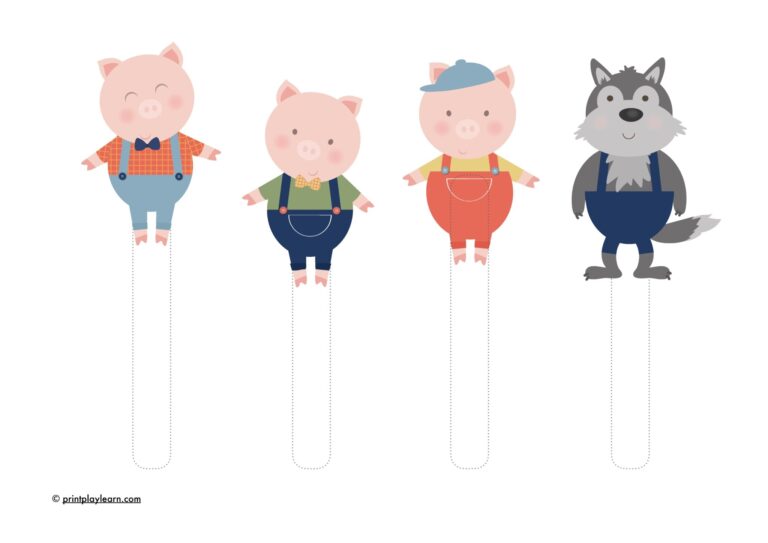 Three Little Pig Puppets Printable Teaching Resources Print Play Learn