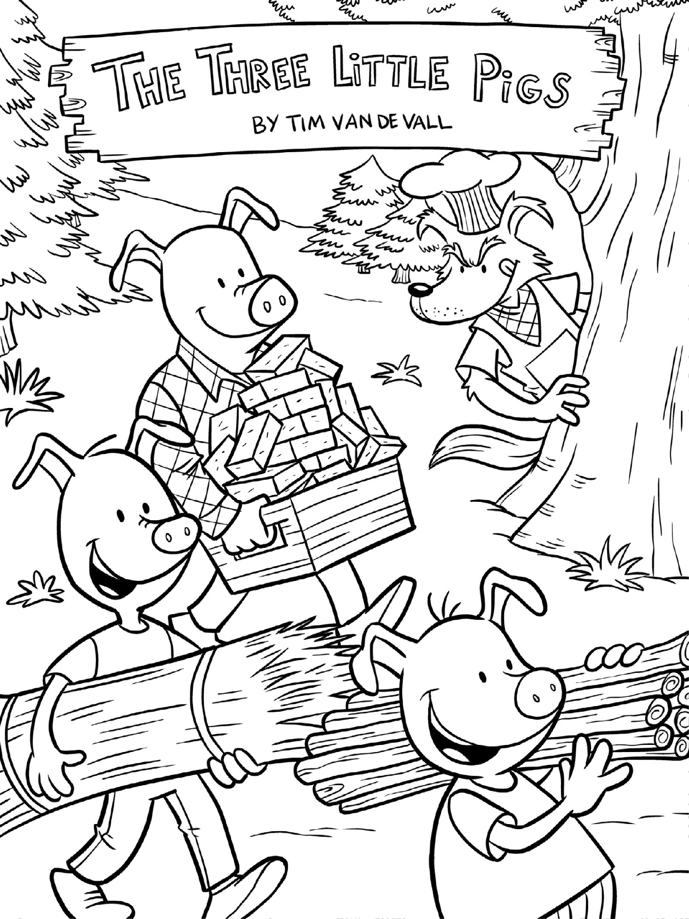 printable 3 little pigs story book