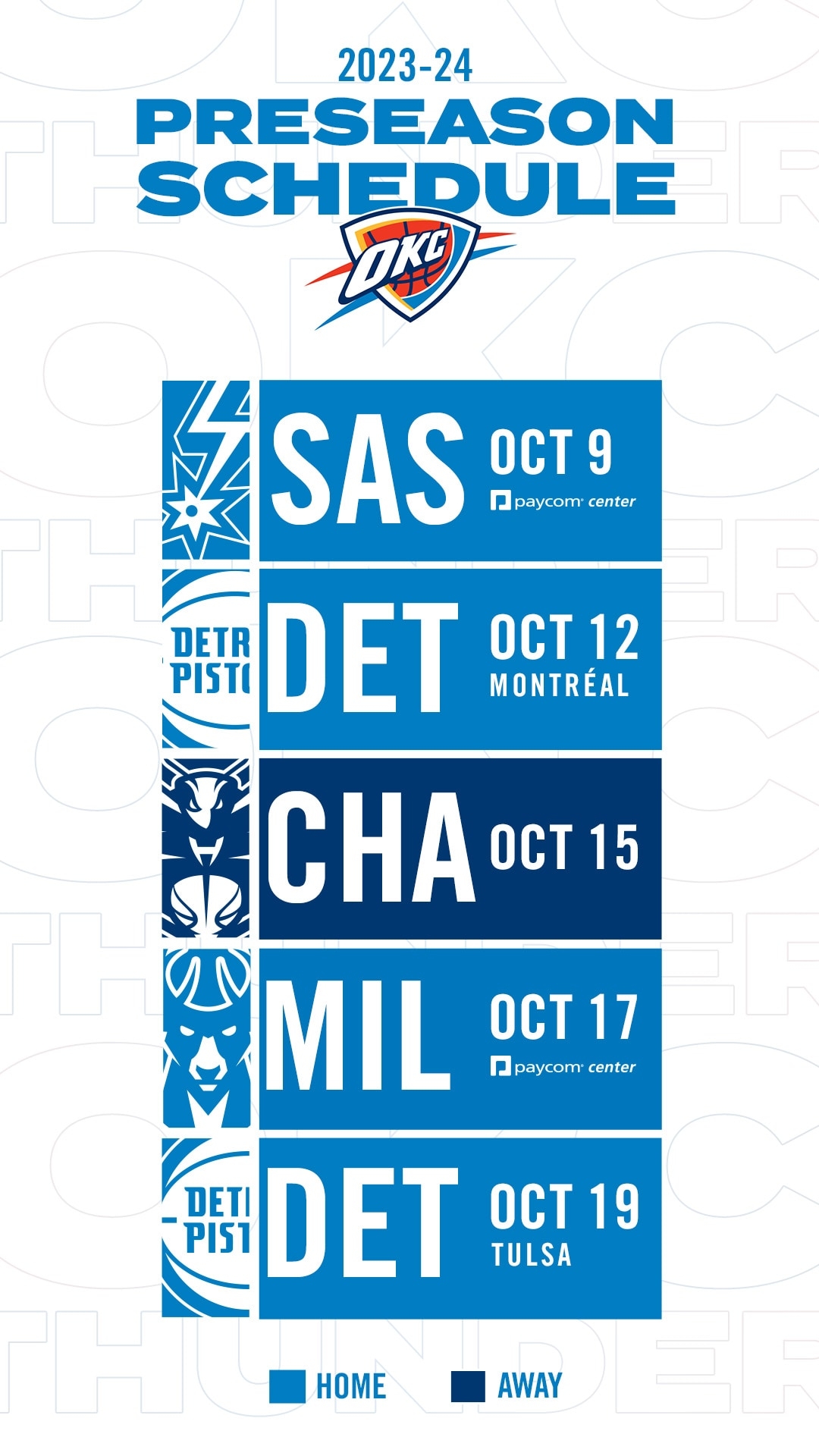 Thunder Announces 2023 Preseason Schedule Oklahoma City Thunder