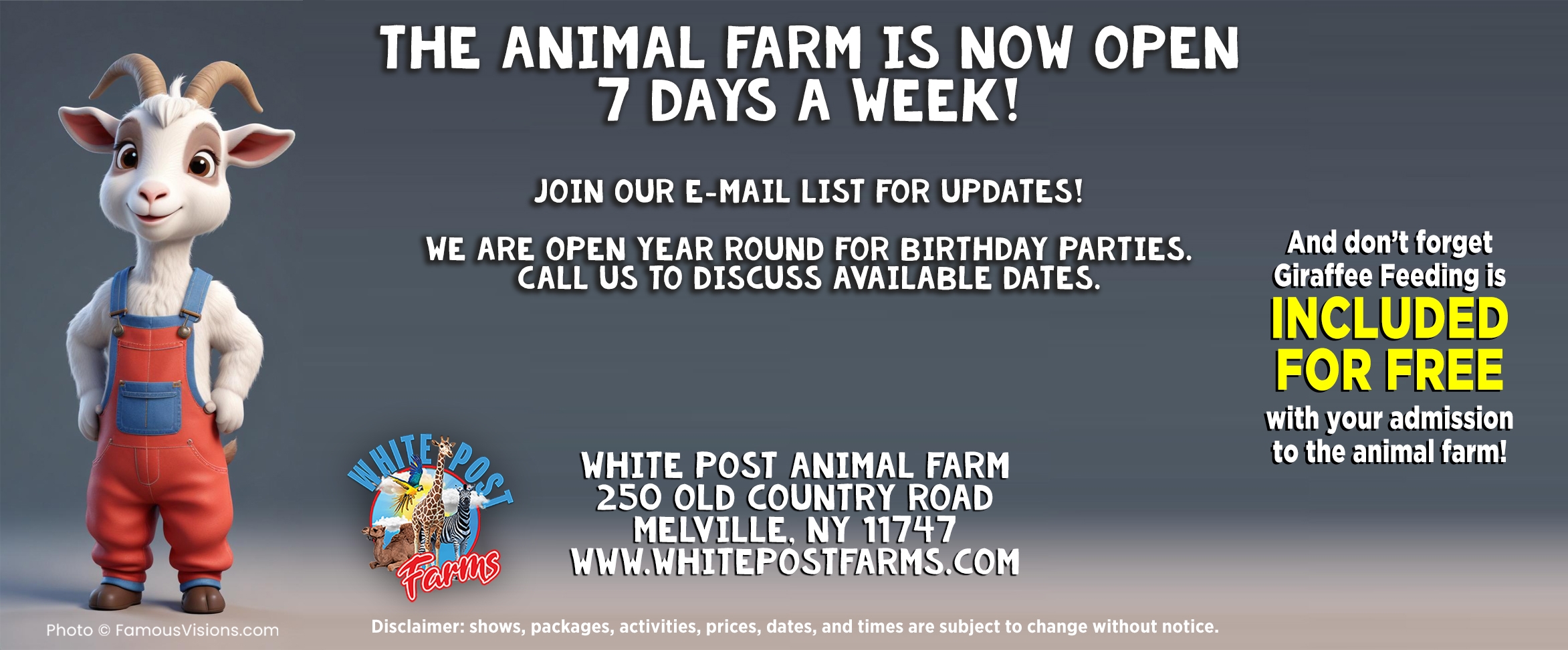 Tickets White Post Animal Farm Of Melville