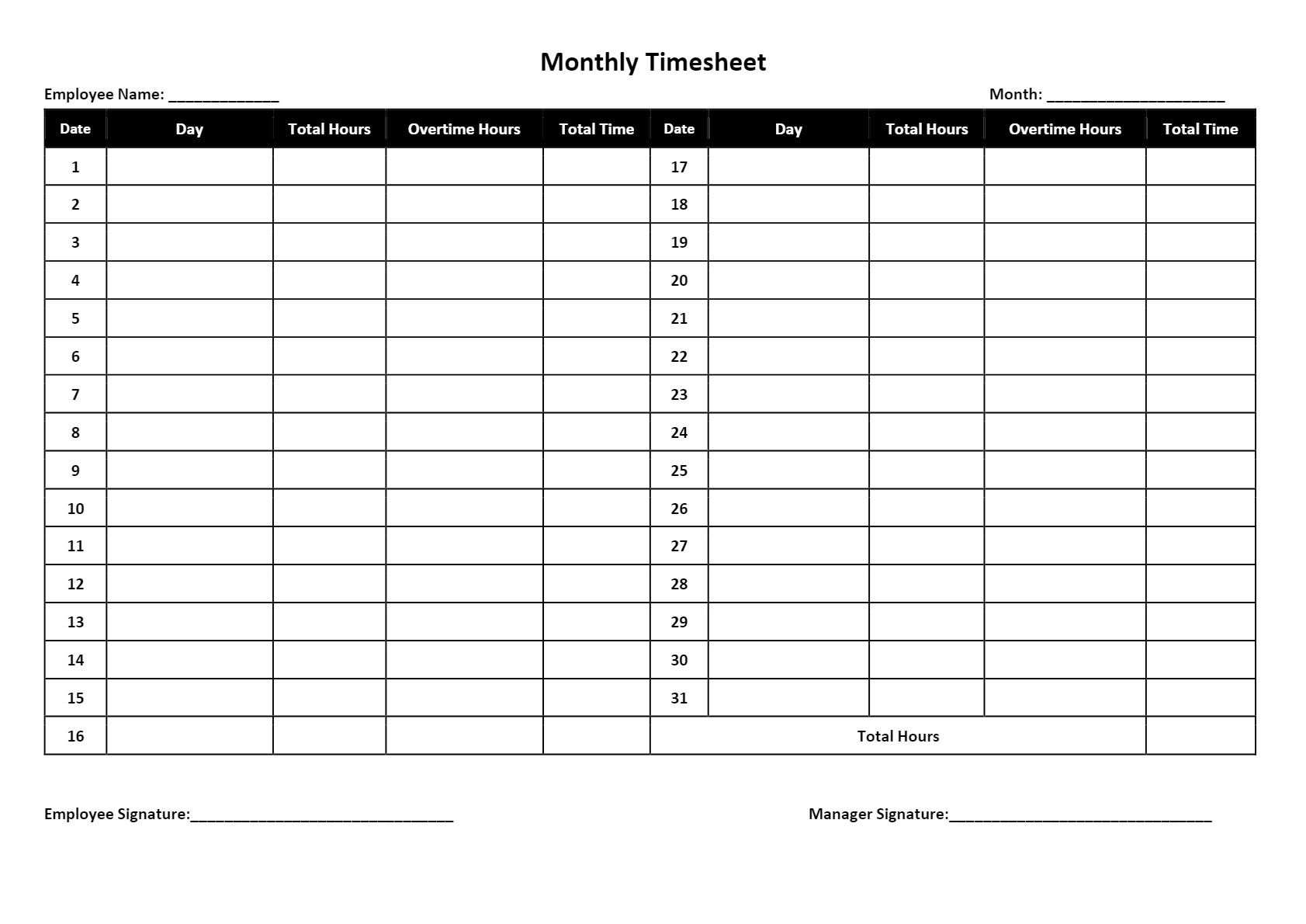timesheet template free printable timesheet template free printable