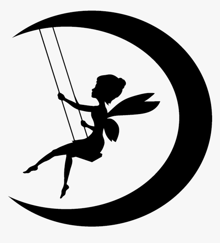 Tinker Bell Fairy Moon Silhouette Clip Art Free Printable Cutout Fairy Silhouette HD Png Download Transparent Png Image PNGitem