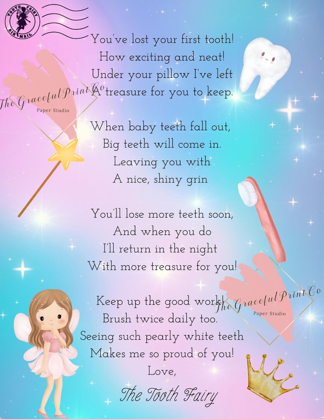 Tooth Fairy Letter First Tooth Fairy Letter Printable Download Etsy