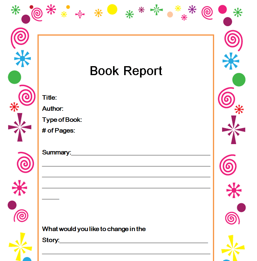 free printable book report forms