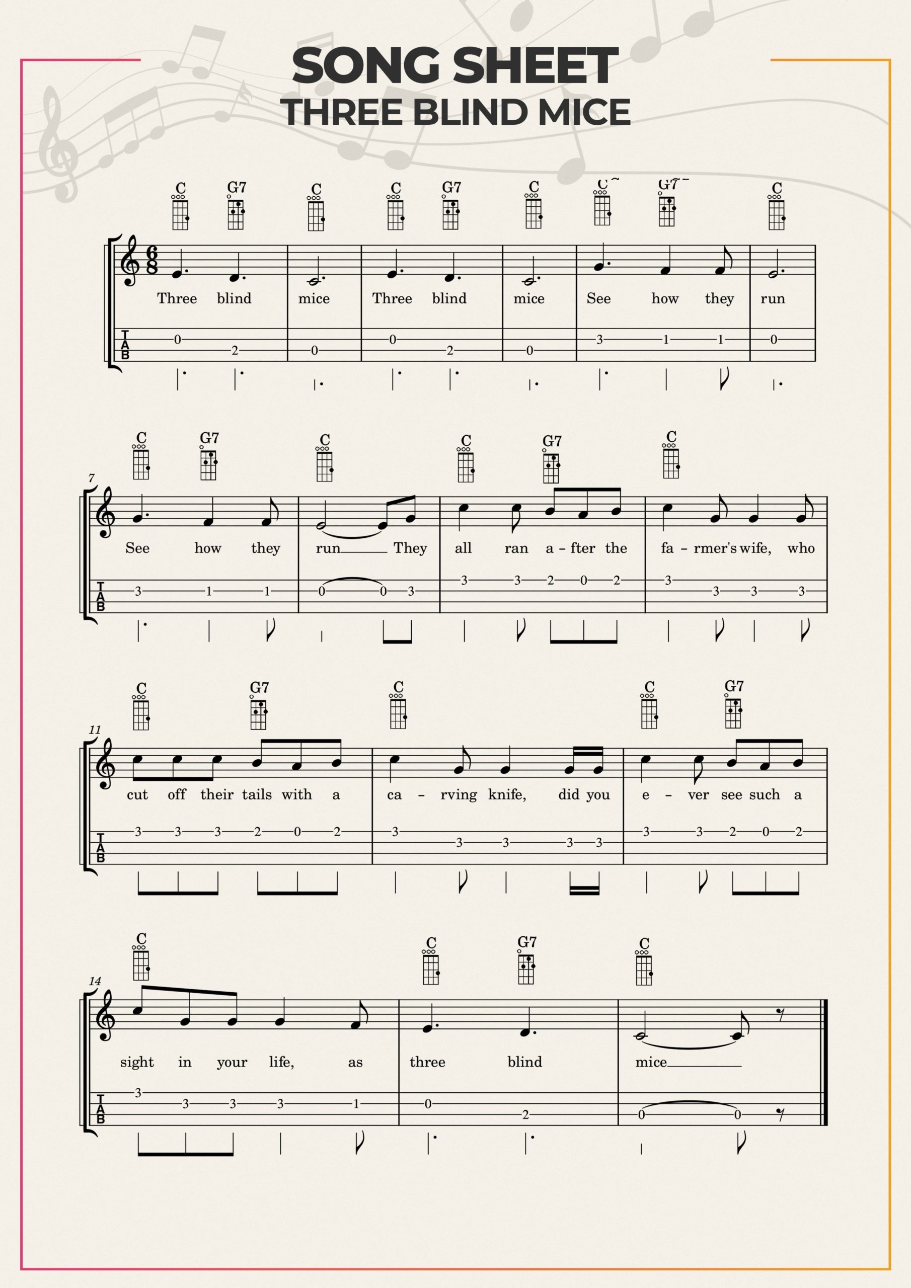 Top 7 Easy Ukulele Songs For Kids Printable Sheets 