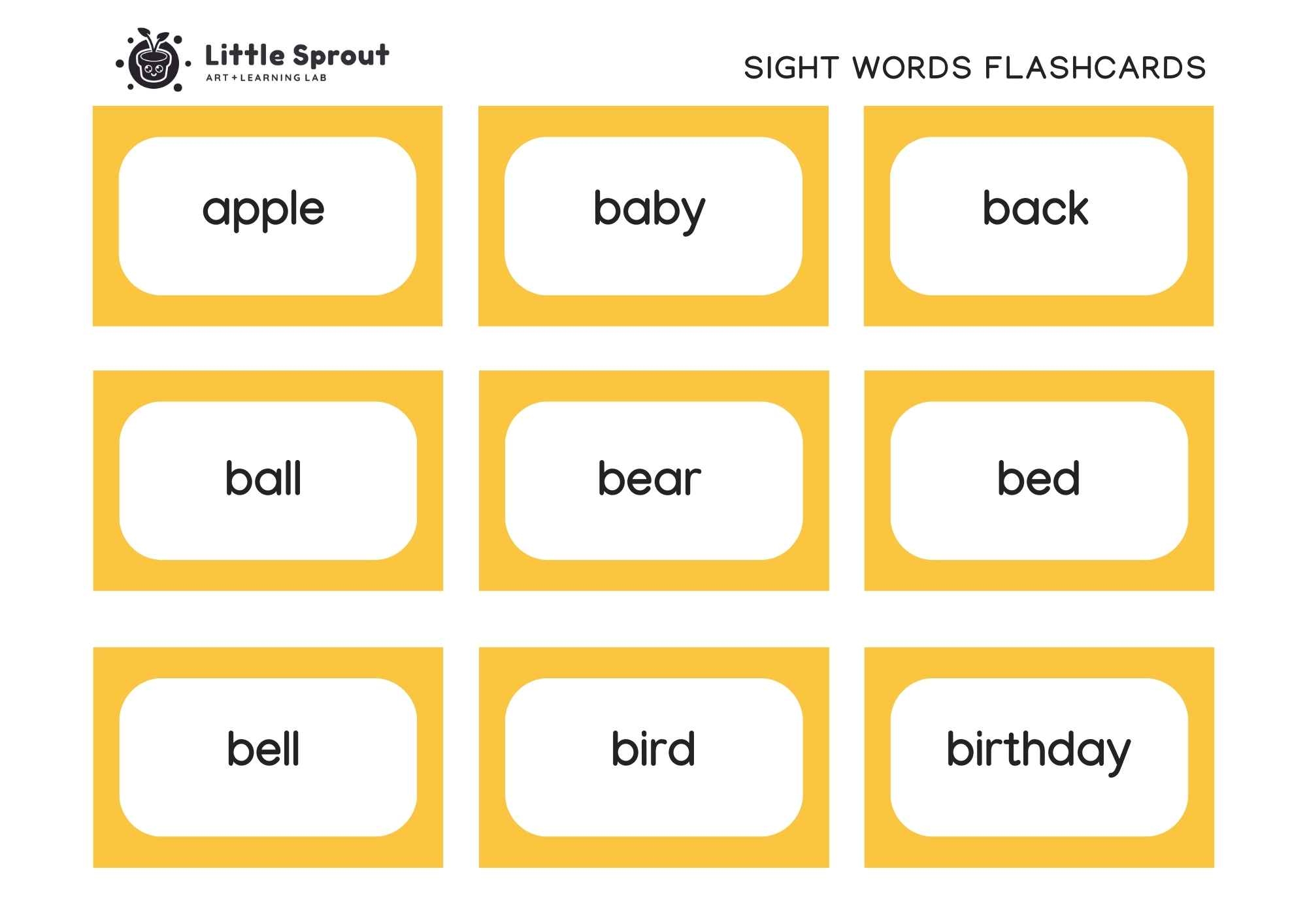 printable sight word flashcards with pictures