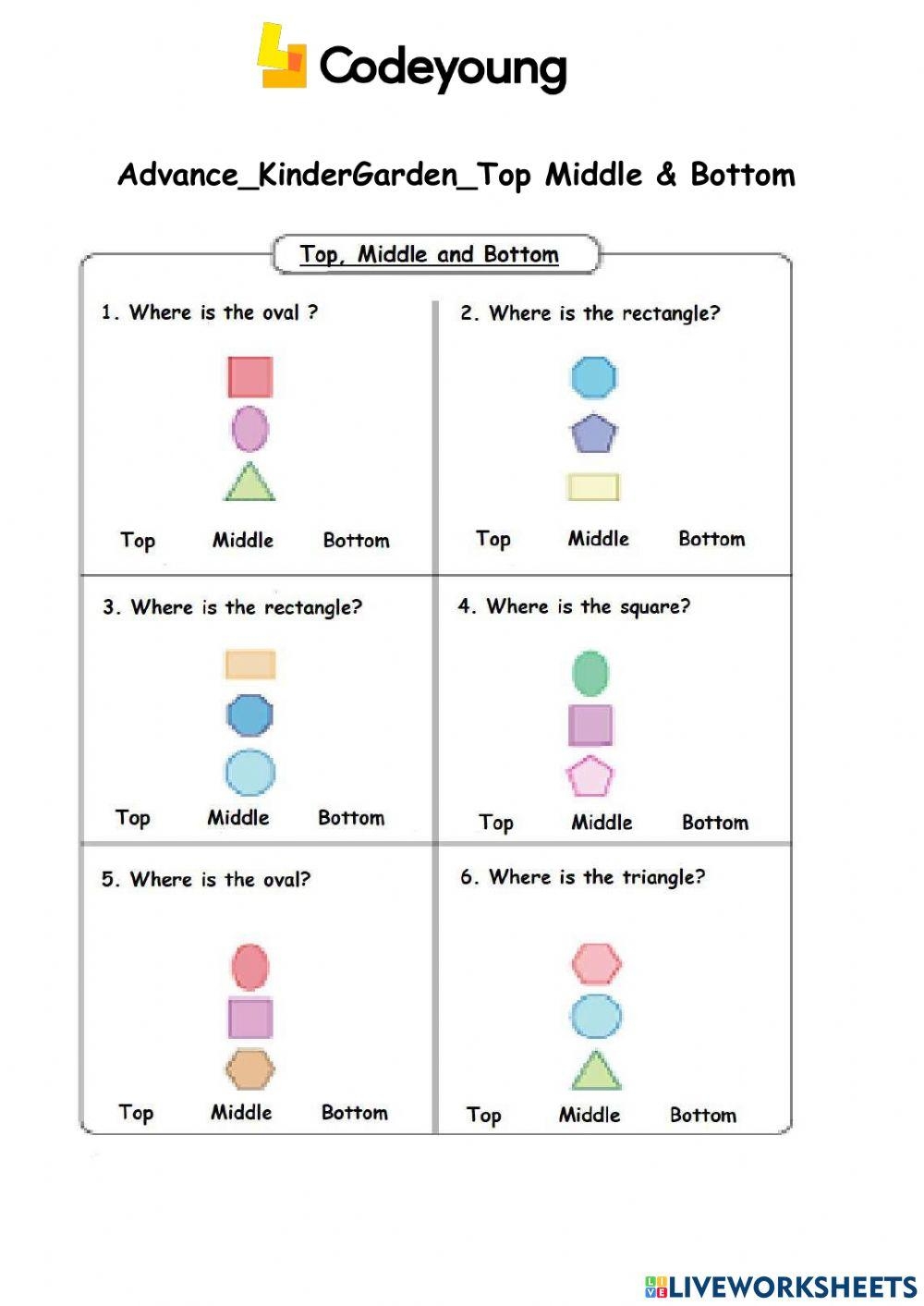 top middle bottom printable worksheets