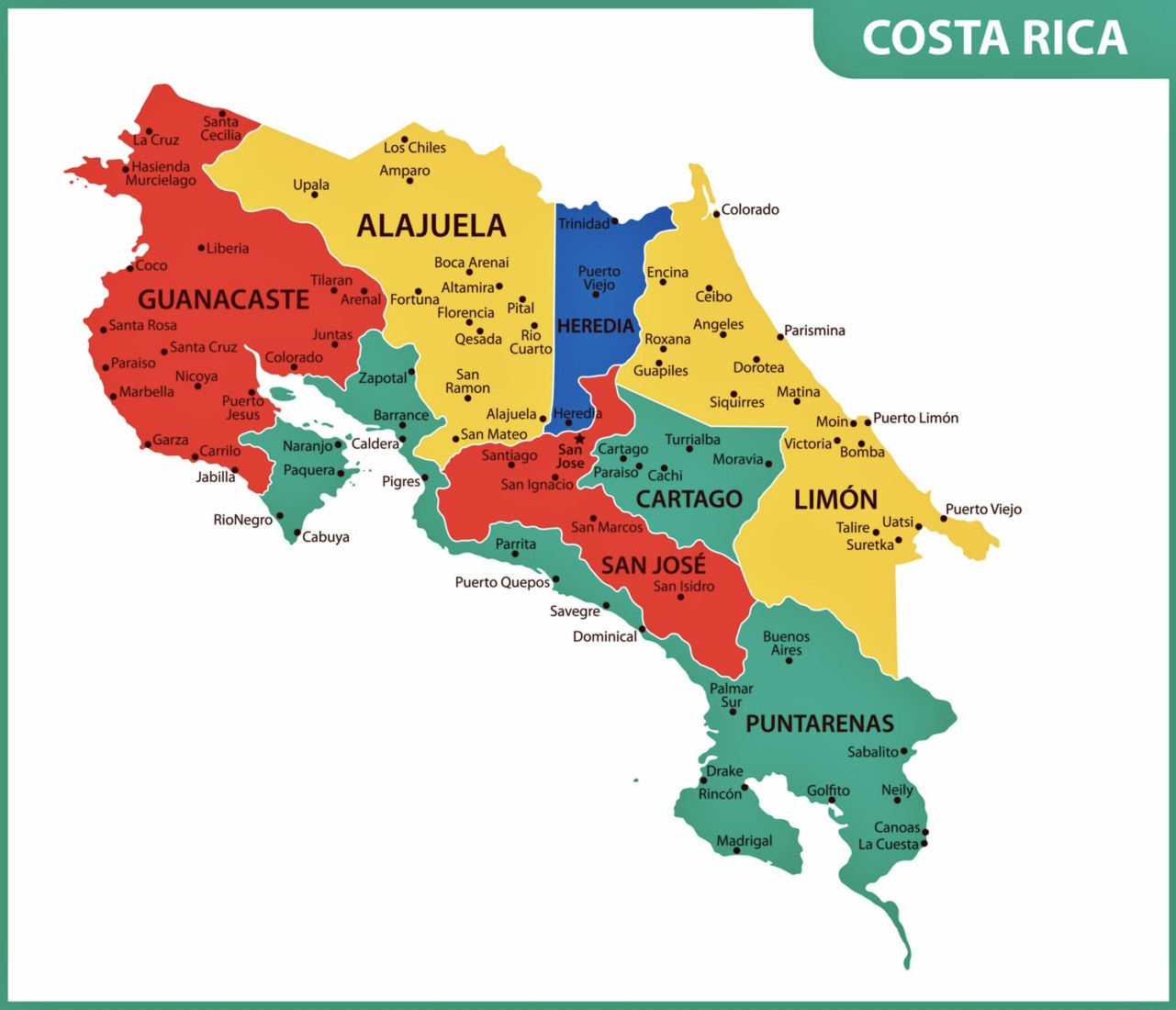 printable costa rica map