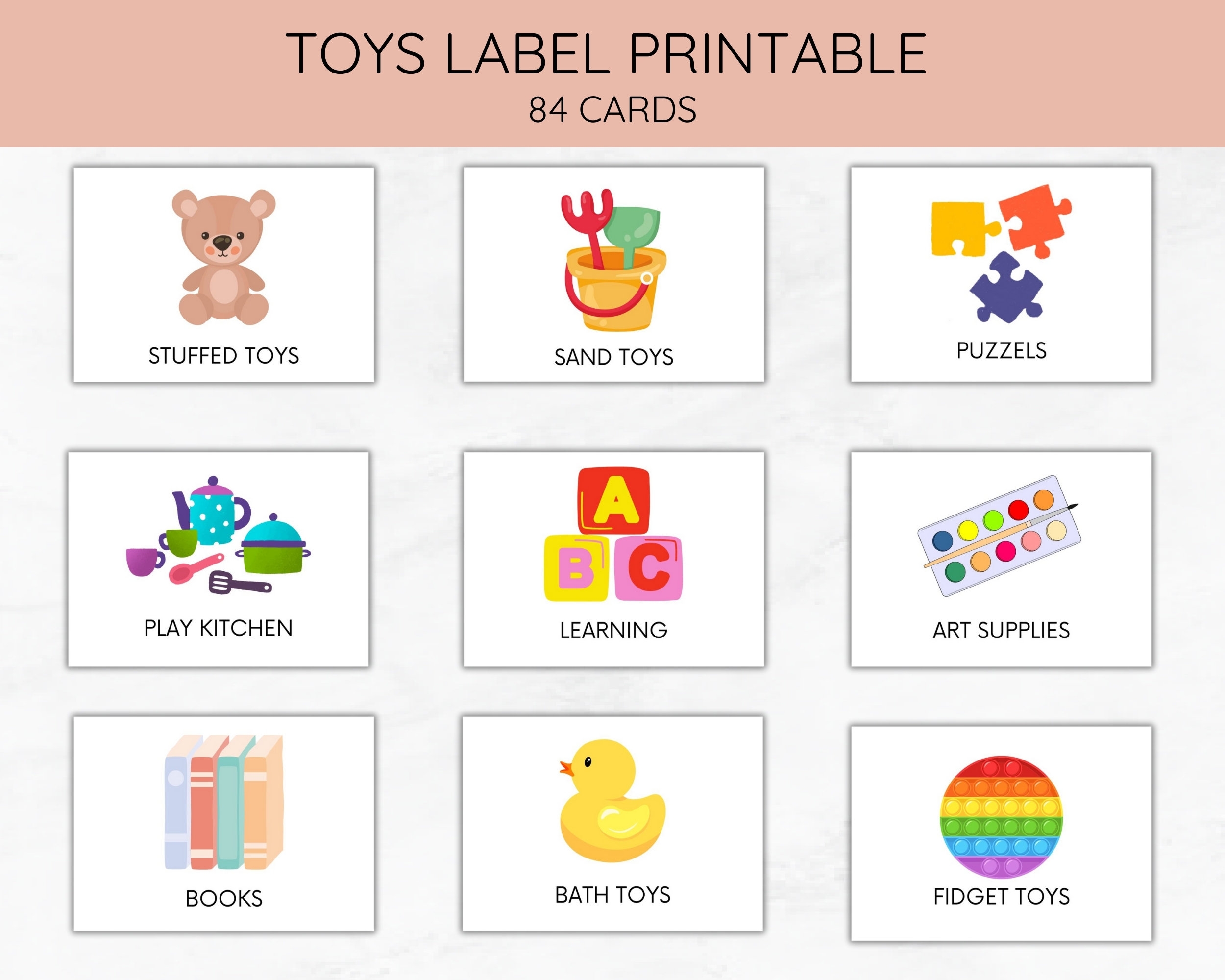 free printable toy shelf labels for preschool
