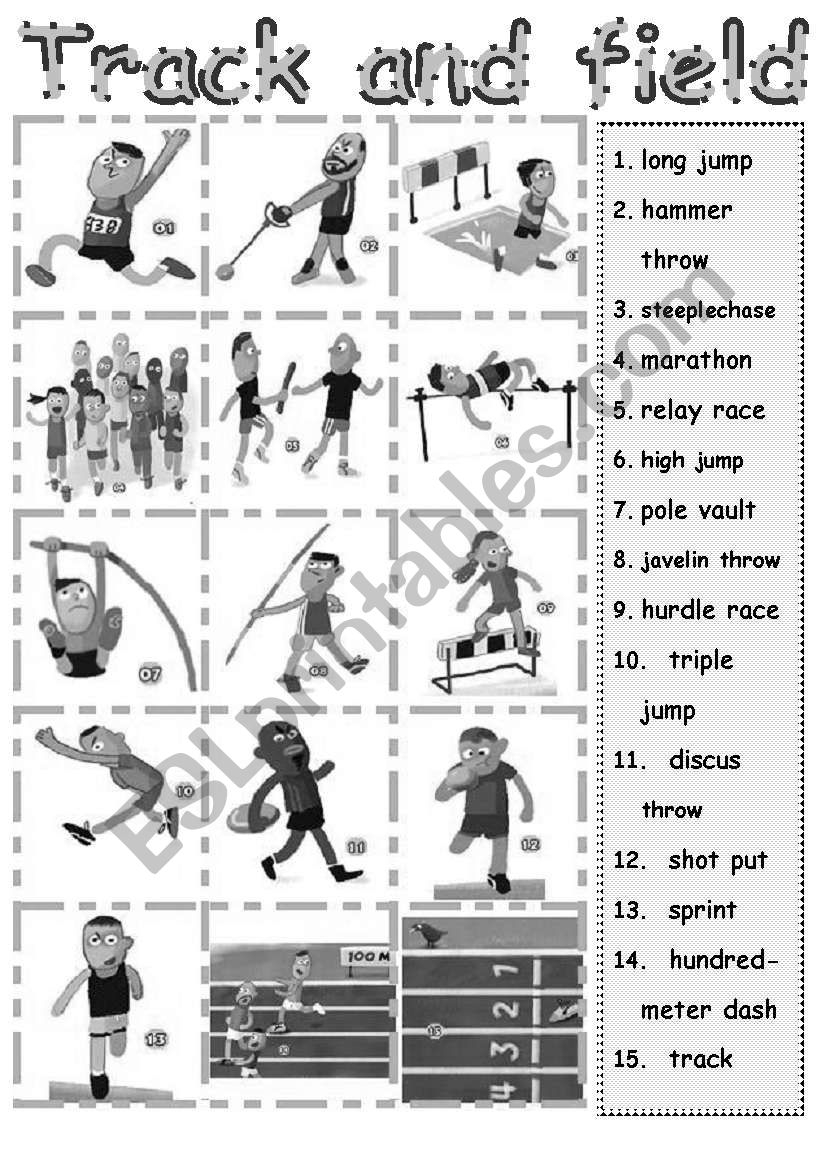 Track U0026 Field ESL Worksheet By Evgenia K 