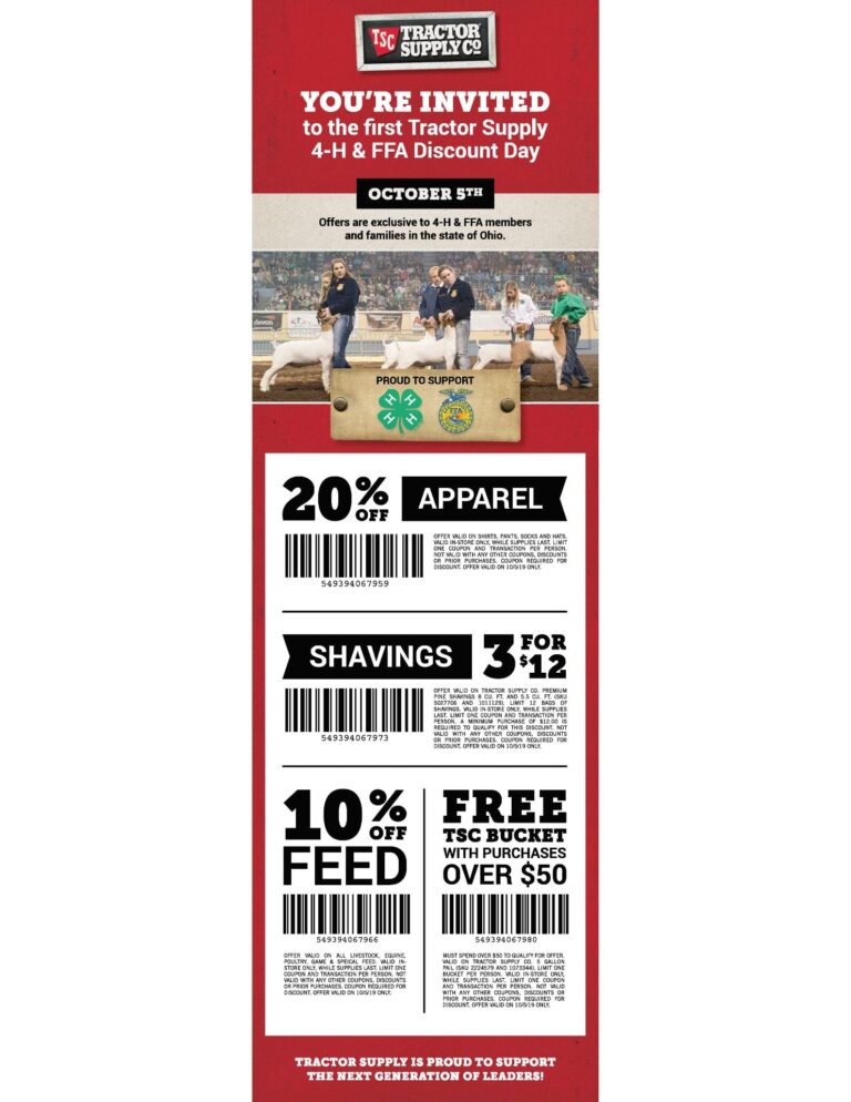 Tractor Supply Company 4 H And FFA Discount Day October 5 Muskingum County 4 H