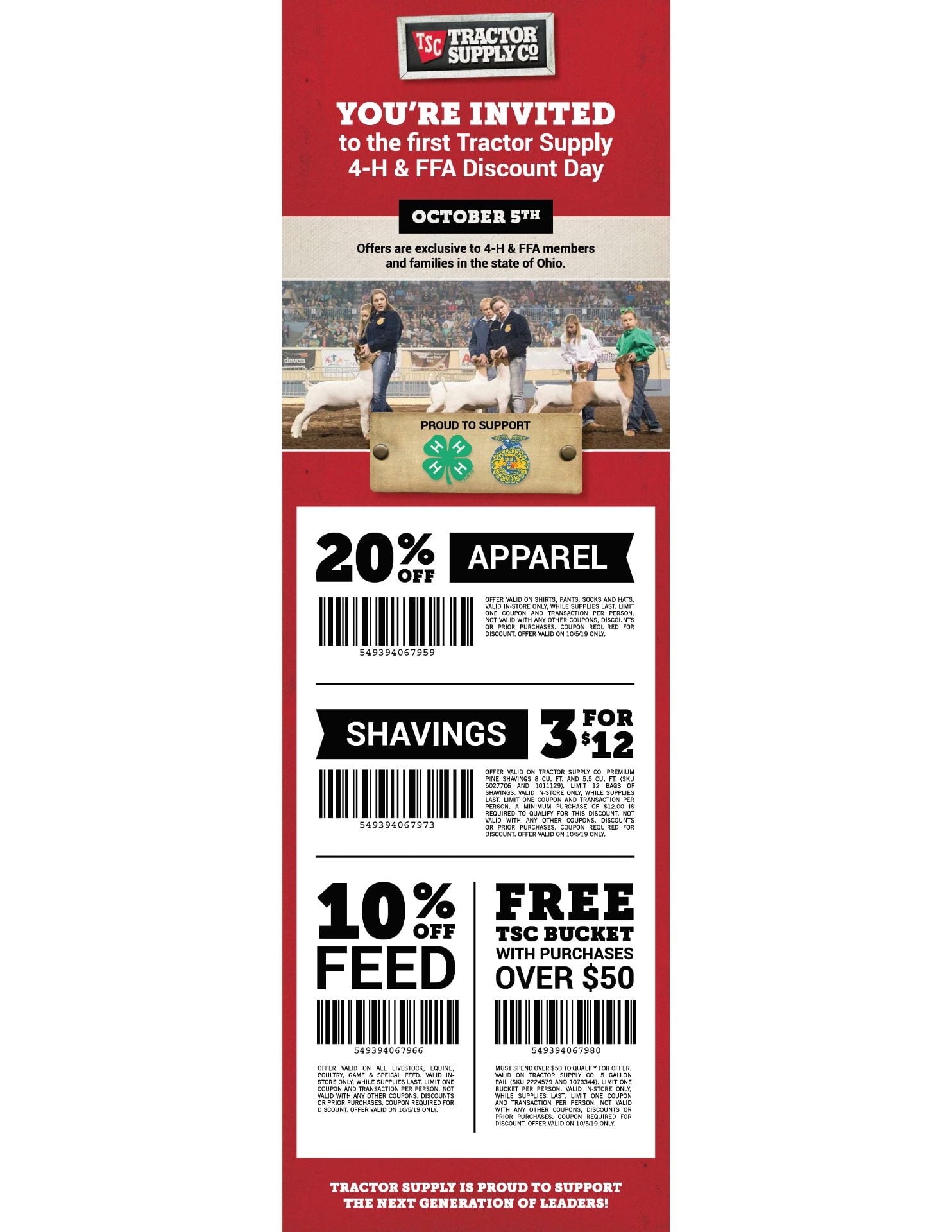 Tractor Supply Company 4 H And FFA Discount Day October 5 Muskingum County 4 H