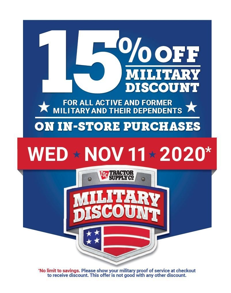 Tractor Supply Company Tractor Supply Recognizes Veterans And Active Service Members With Veterans Day Discount