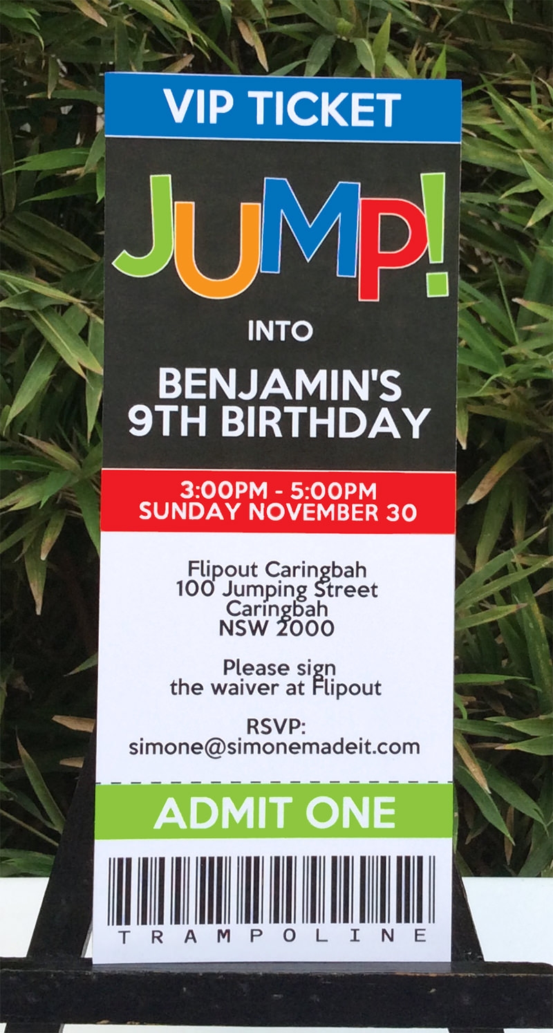 Trampoline Birthday Party Invitations Printable Templates