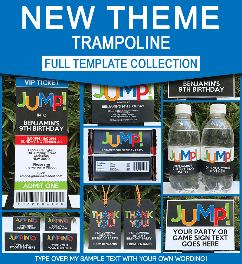 Trampoline Birthday Party Invitations Printable Templates